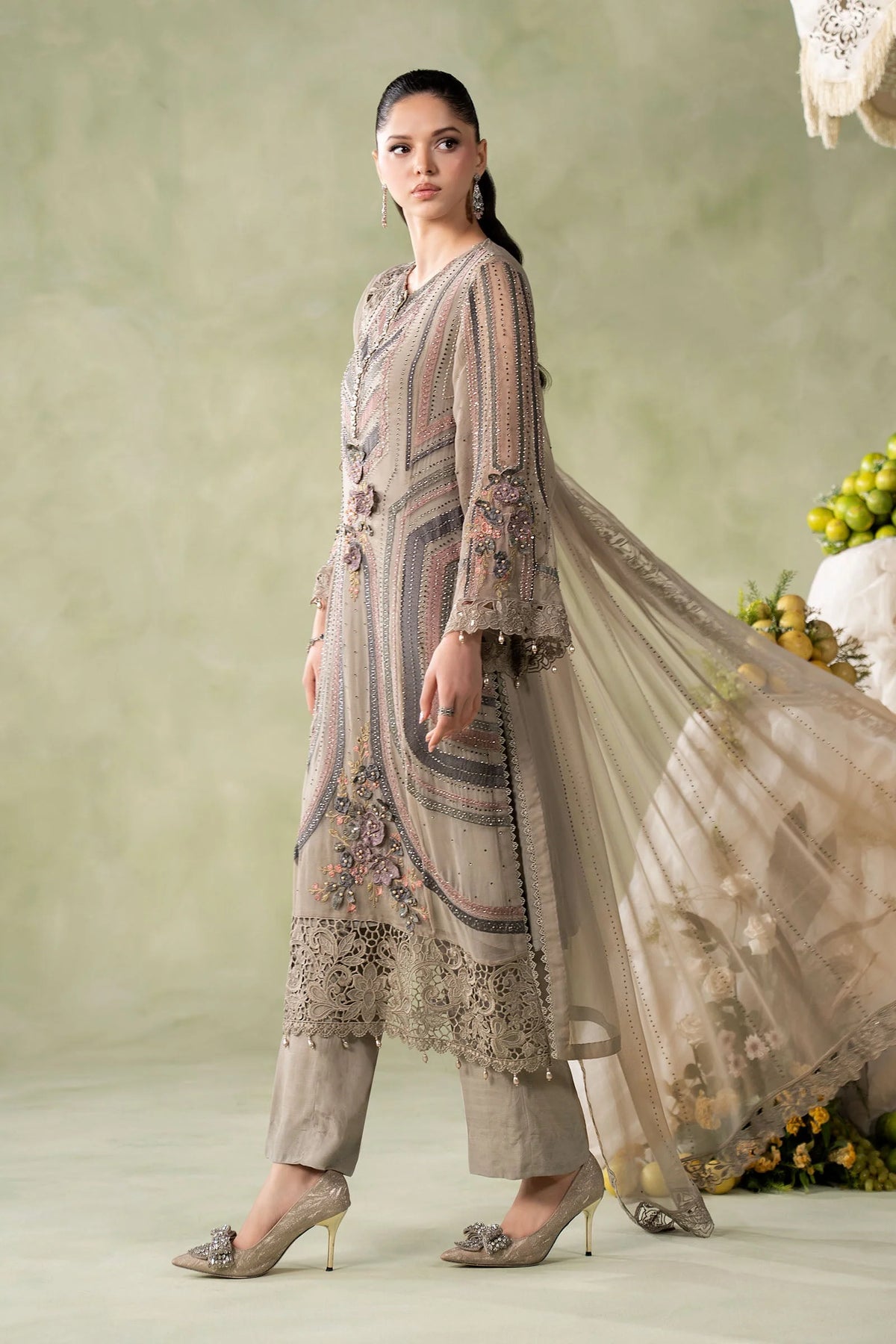 MCS-26-201-Antique Grey | Stitched Chiffon Collection ‘26 | MARIA.B