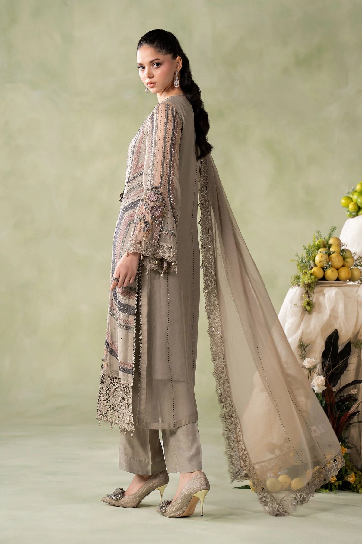 MCS-26-201-Antique Grey | Stitched Chiffon Collection ‘26 | MARIA.B