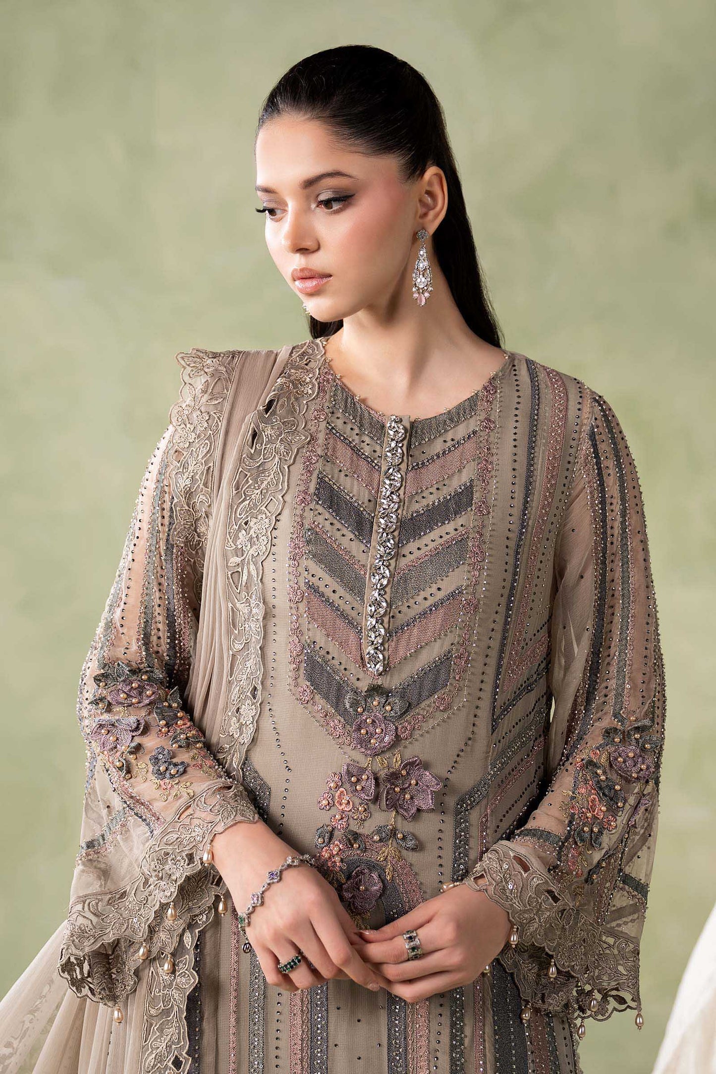 MCS-26-201-Antique Grey | Stitched Chiffon Collection ‘26 | MARIA.B
