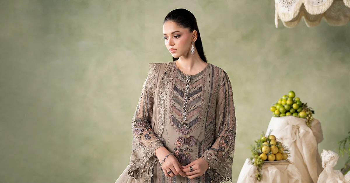 MCS-26-201-Antique Grey | Stitched Chiffon Collection ‘26 | MARIA.B