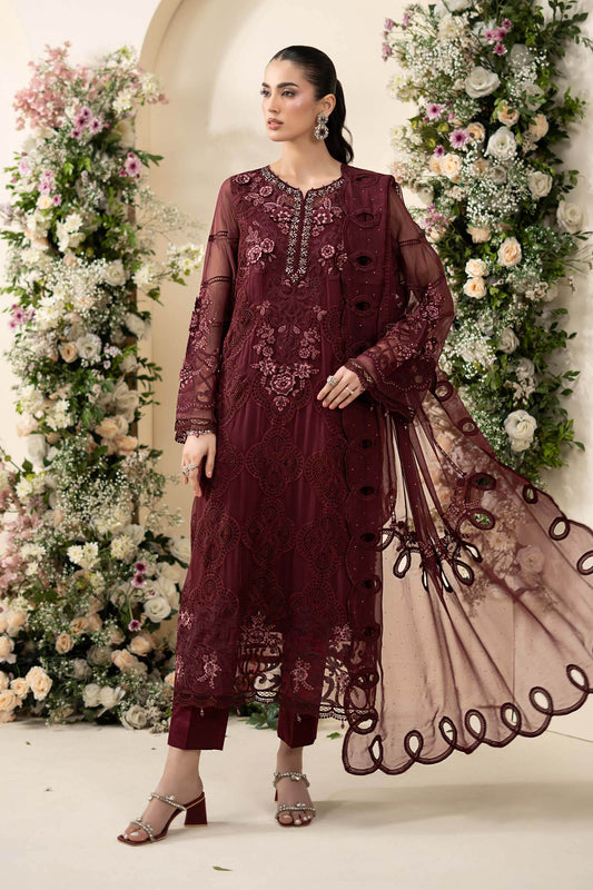 MCS-26-108-Burgundy | Stitched Chiffon Collection ‘26 | MARIA.B