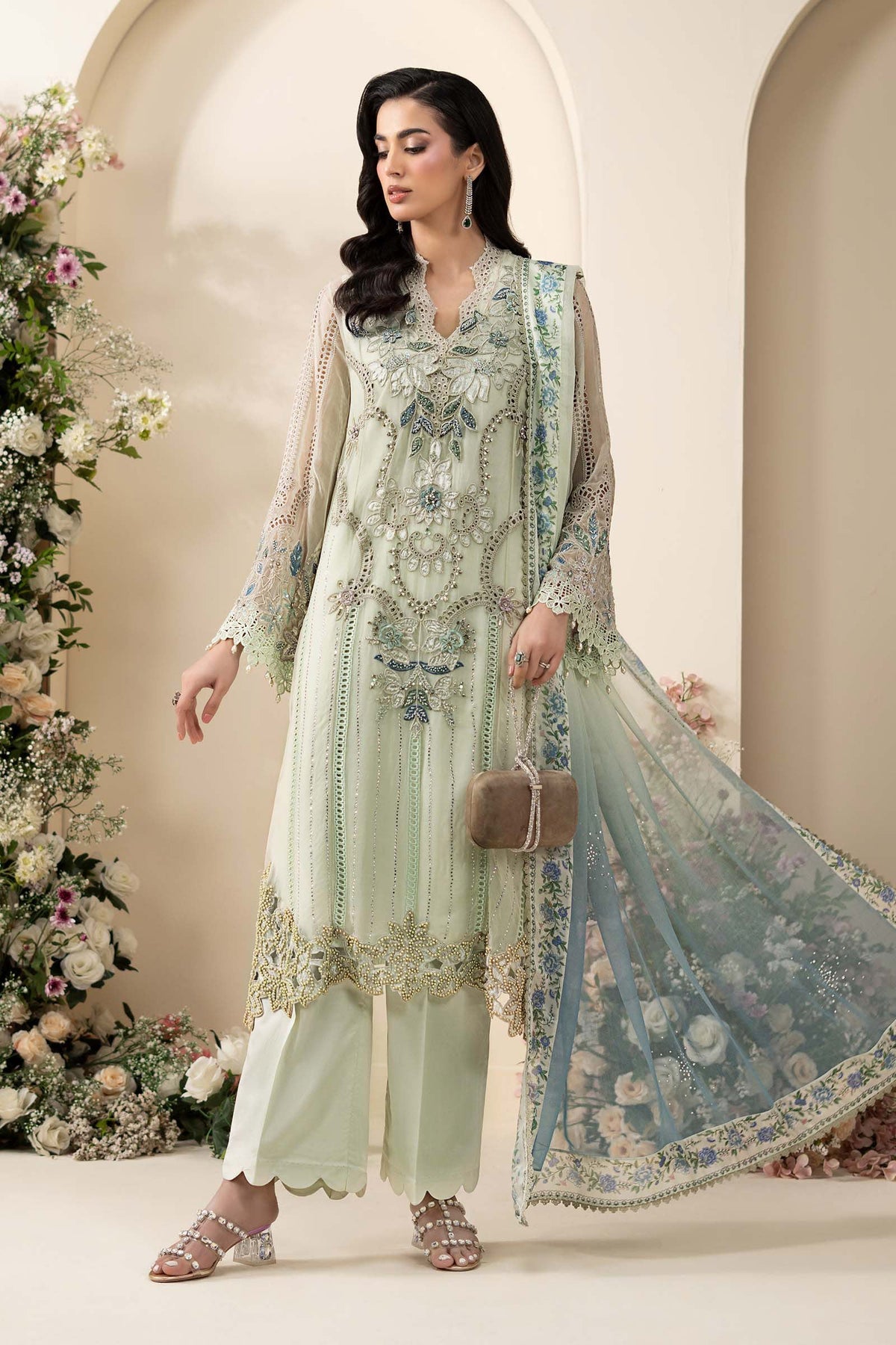 MCS-26-105-Pistachio Green | Stitched Chiffon Collection ‘26 | MARIA.B