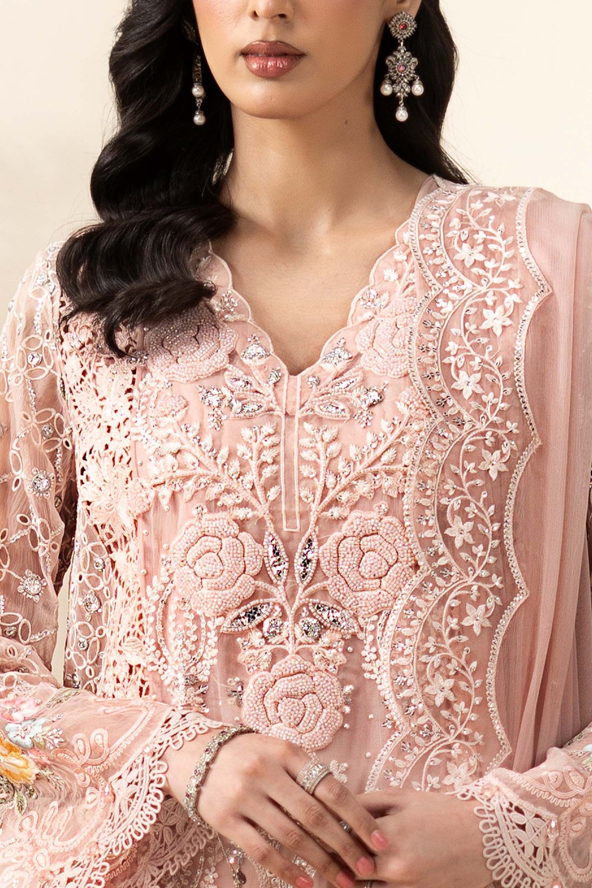 MCS-26-104-Peach Pink | Stitched Chiffon Collection ‘26 | MARIA.B
