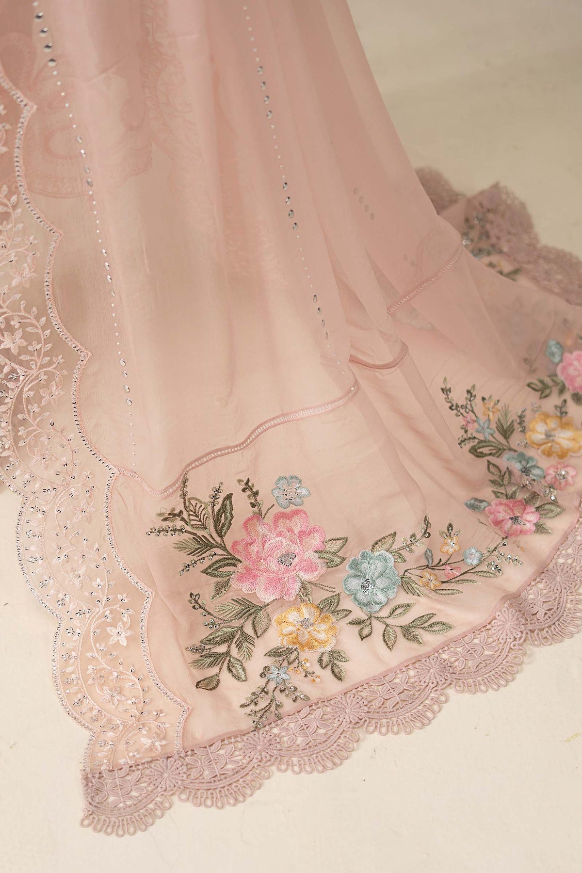 MCS-26-104-Peach Pink | Stitched Chiffon Collection ‘26 | MARIA.B