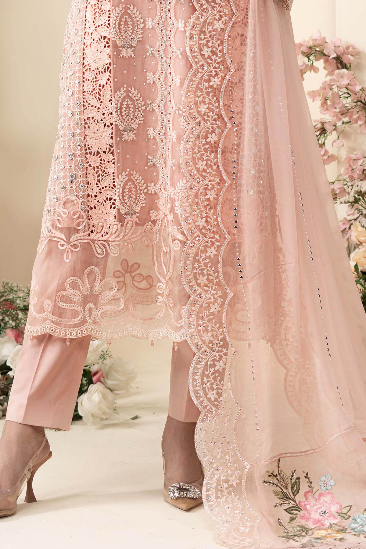MCS-26-104-Peach Pink | Stitched Chiffon Collection ‘26 | MARIA.B