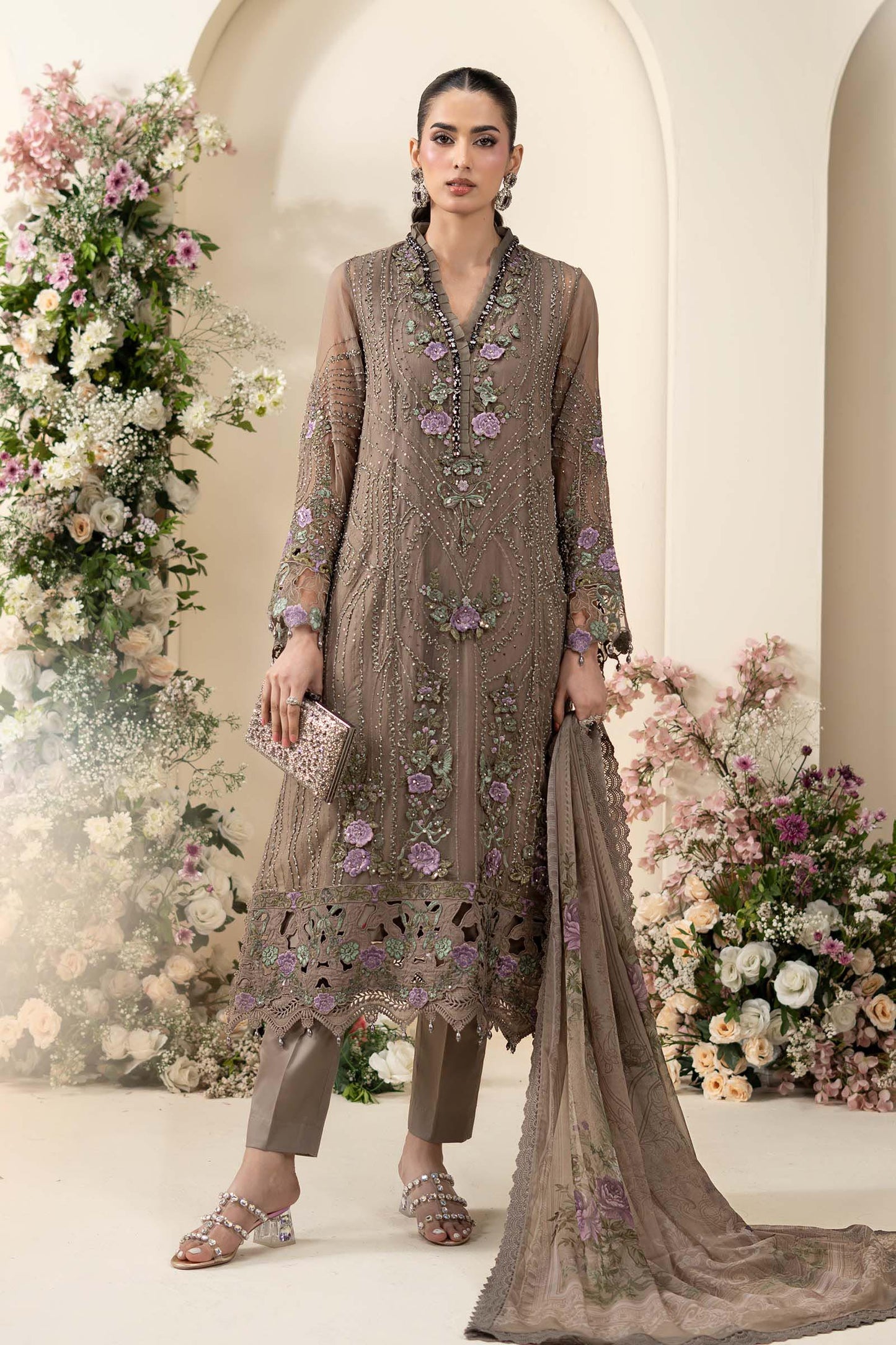 MCS-26-102-Muted Mocha Brown | Stitched Chiffon Collection ‘26 | MARIA.B