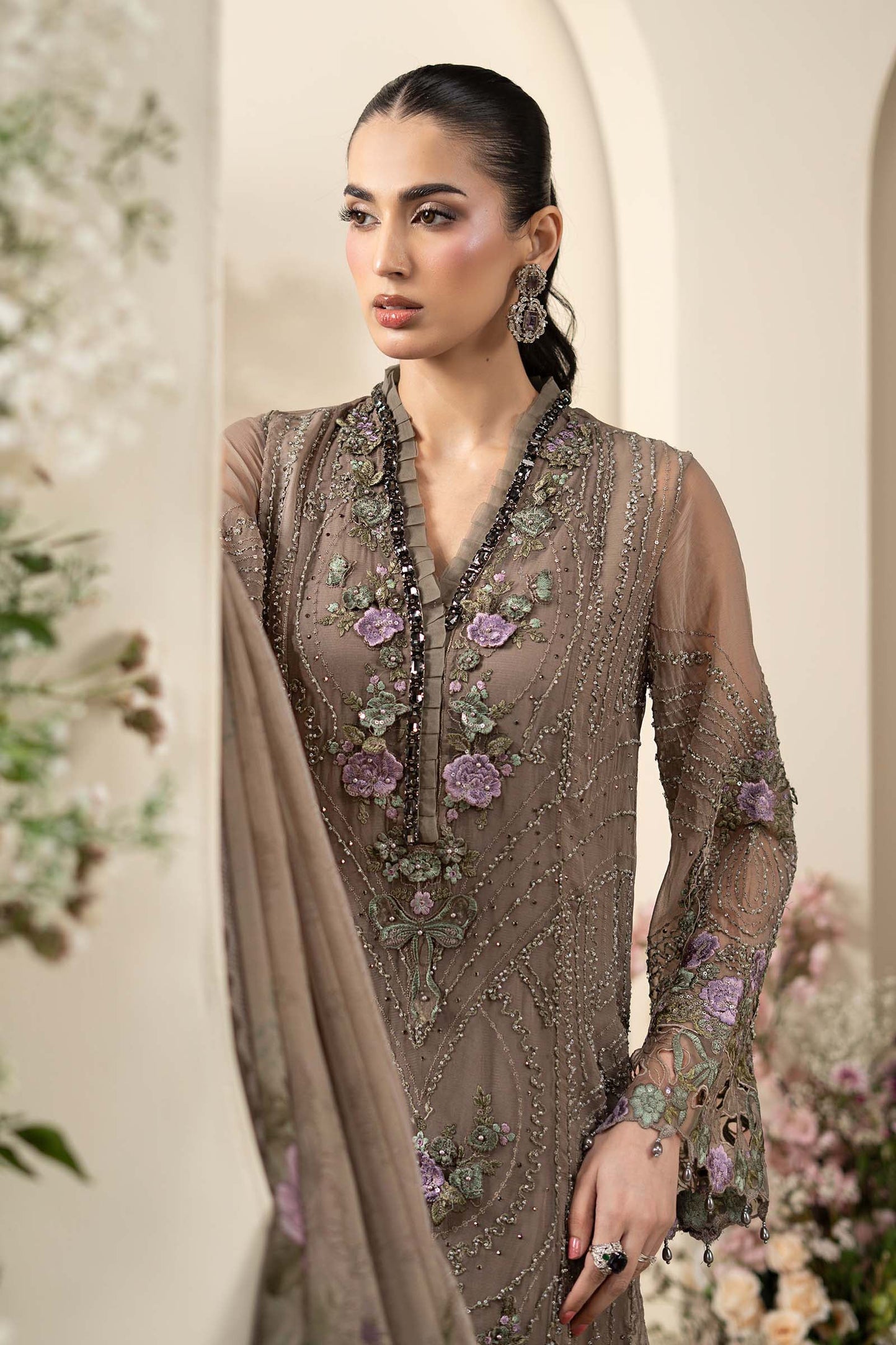 MCS-26-102-Muted Mocha Brown | Stitched Chiffon Collection ‘26 | MARIA.B