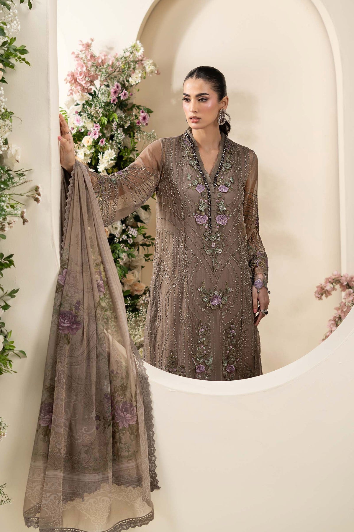 MCS-26-102-Muted Mocha Brown | Stitched Chiffon Collection ‘26 | MARIA.B