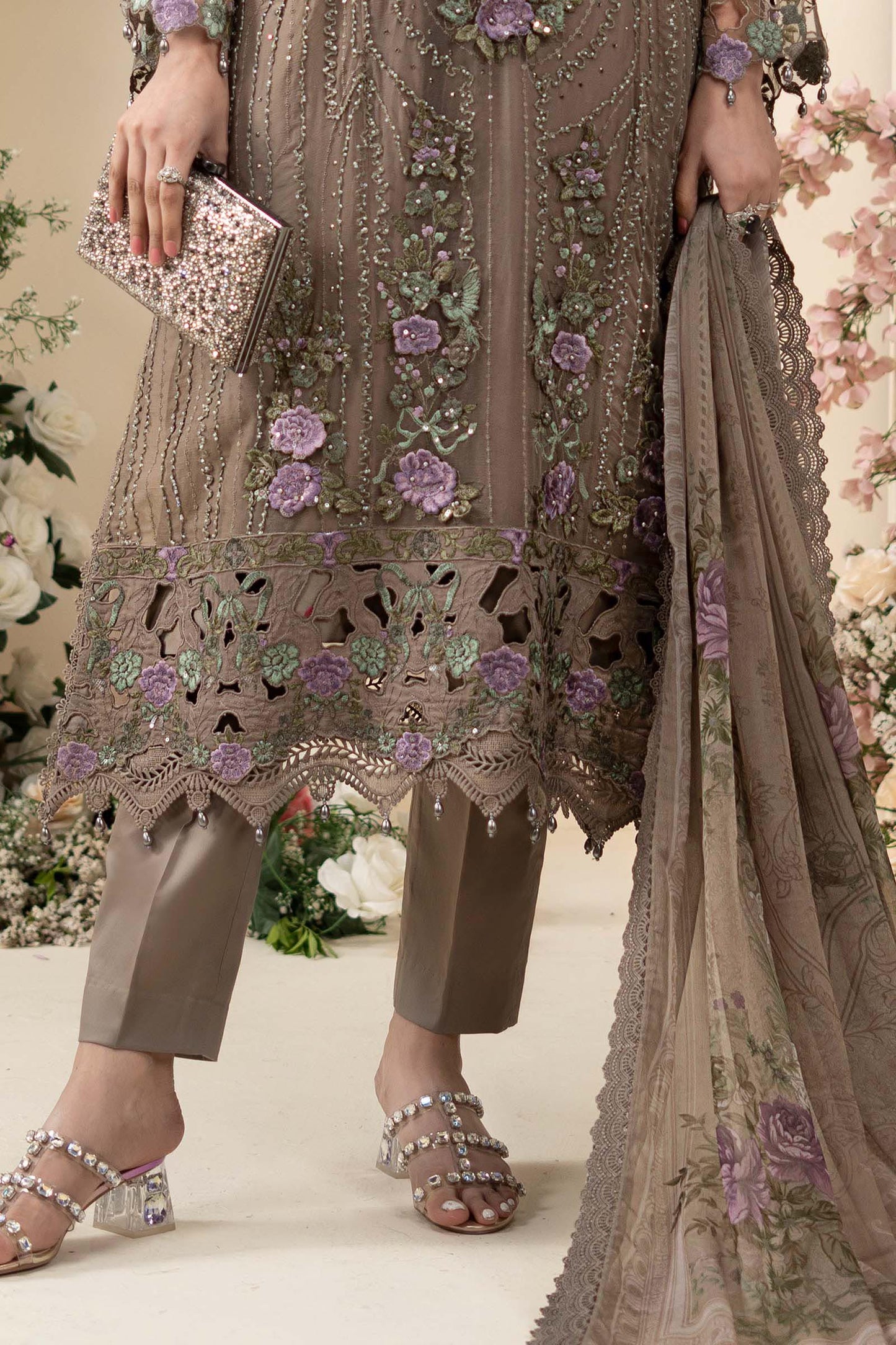 MCS-26-102-Muted Mocha Brown | Stitched Chiffon Collection ‘26 | MARIA.B