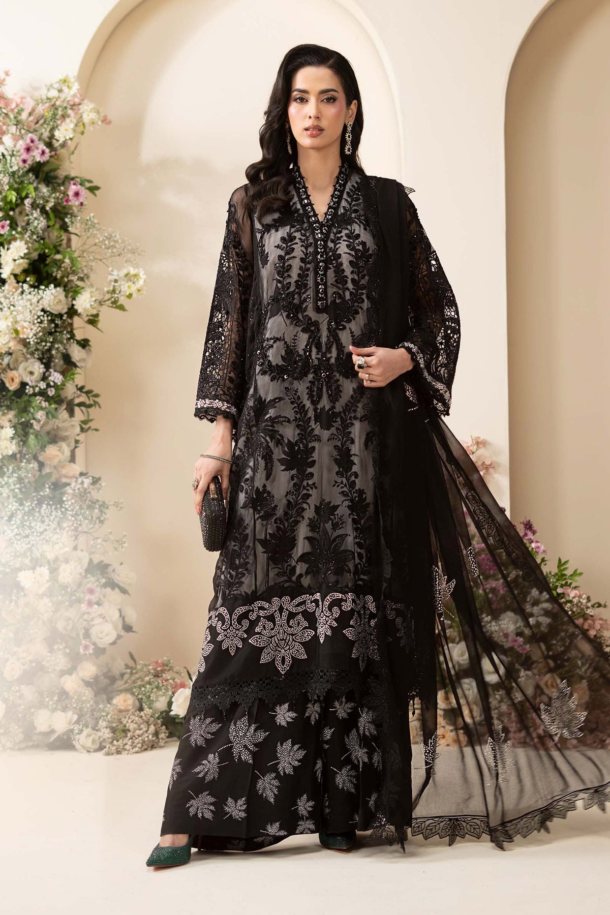 MCS-26-101-Black | Stitched Chiffon Collection ‘26 | MARIA.B