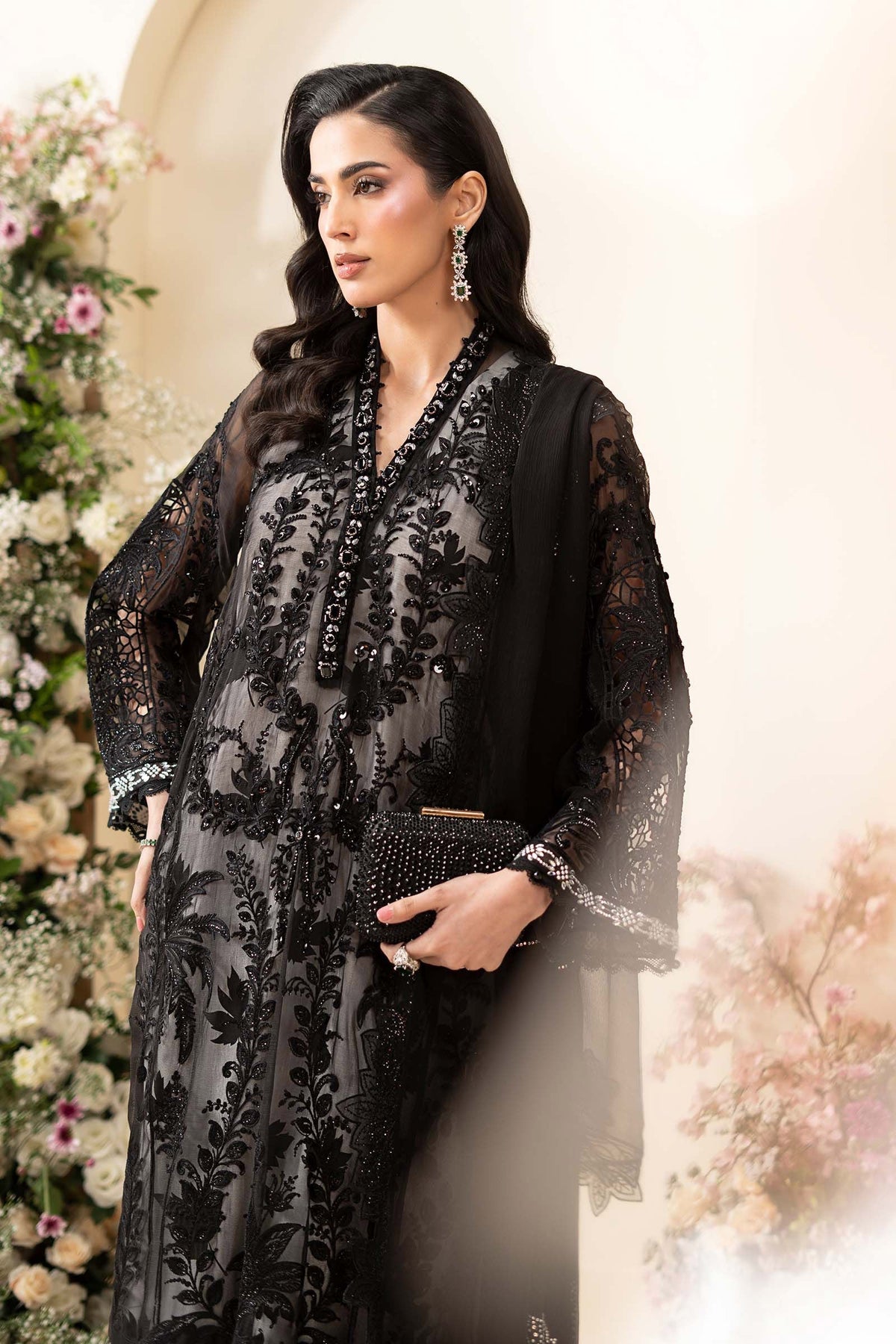 MCS-26-101-Black | Stitched Chiffon Collection ‘26 | MARIA.B