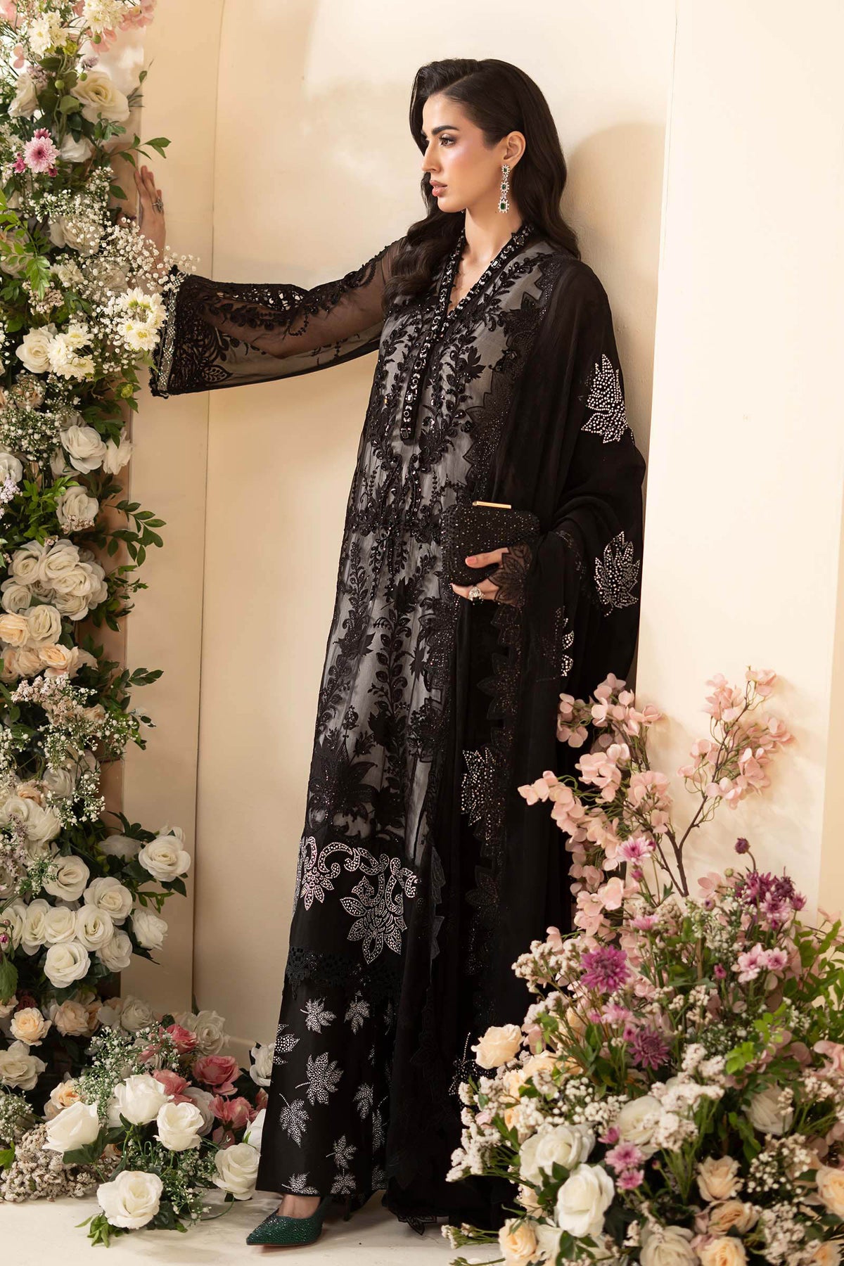 MCS-26-101-Black | Stitched Chiffon Collection ‘26 | MARIA.B