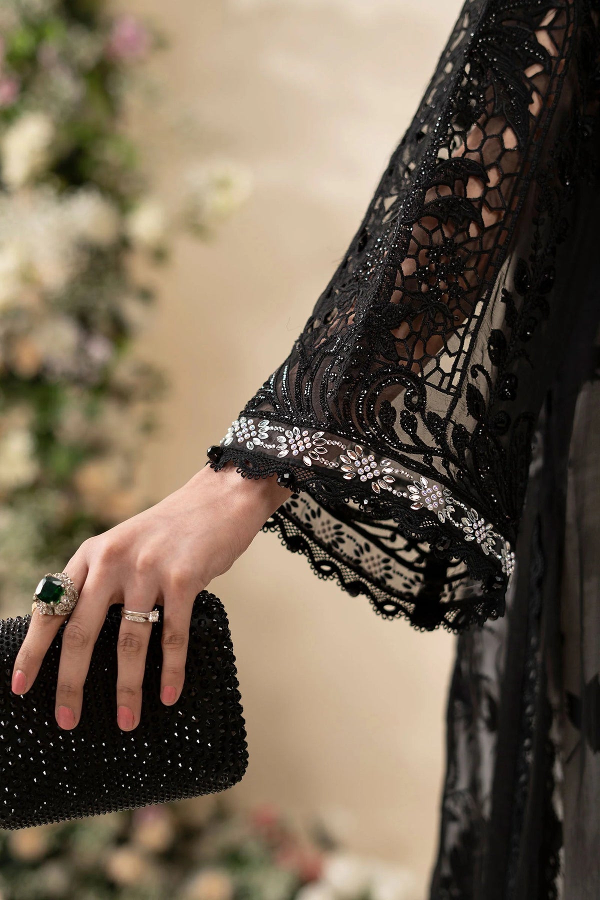 MCS-26-101-Black | Stitched Chiffon Collection ‘26 | MARIA.B