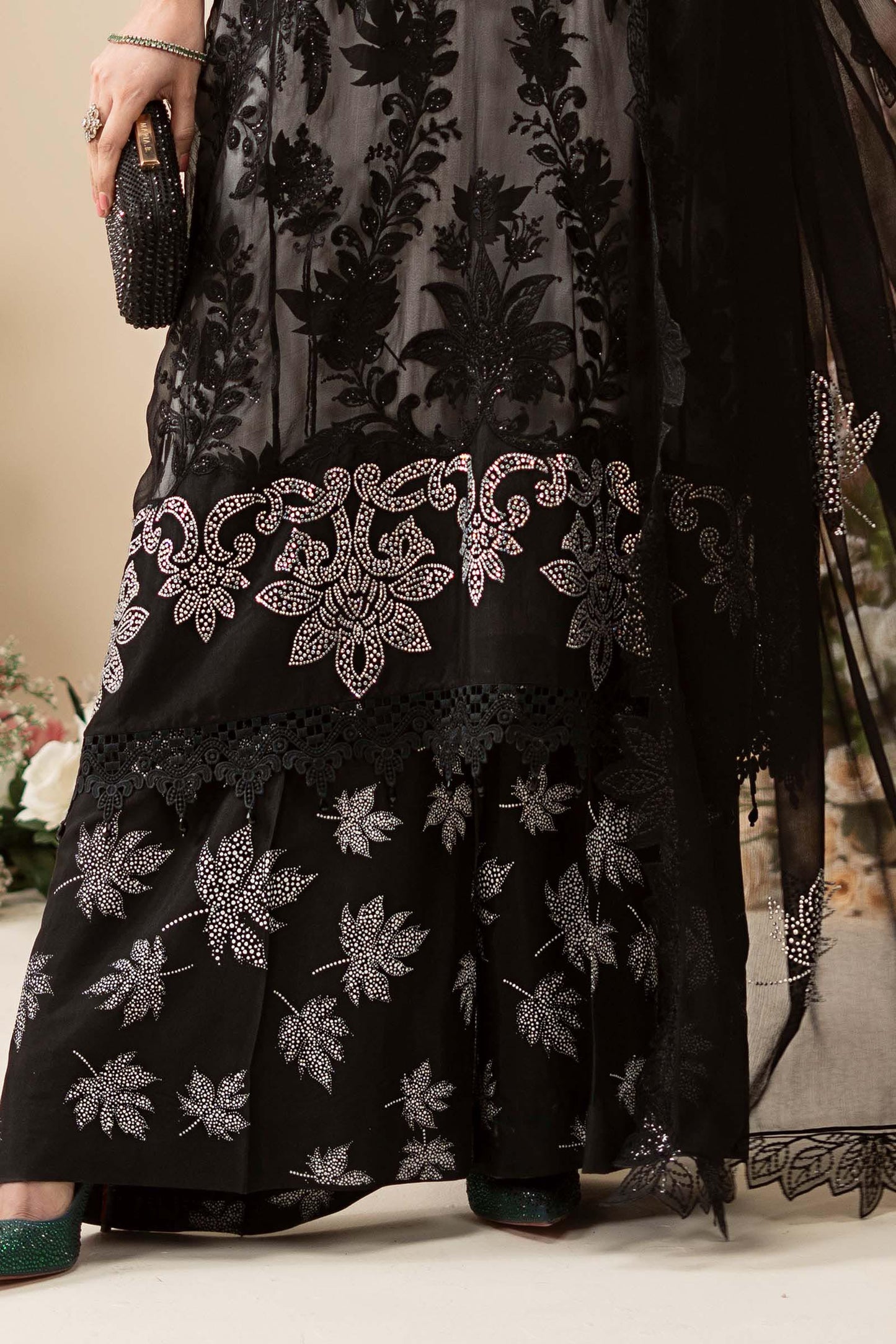 MCS-26-101-Black | Stitched Chiffon Collection ‘26 | MARIA.B