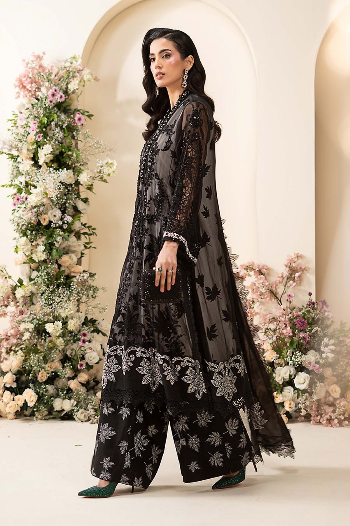 MCS-26-101-Black | Stitched Chiffon Collection ‘26 | MARIA.B