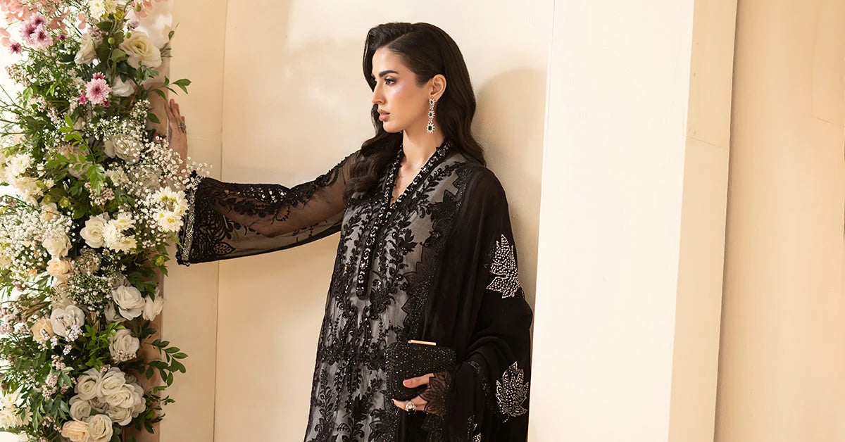MCS-26-101-Black | Stitched Chiffon Collection ‘26 | MARIA.B