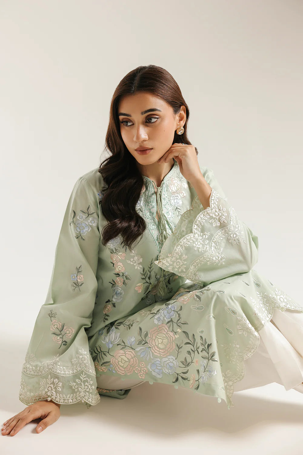 LIGHT GREEN | E4613/103/709 | Women Rozana 22 June 26 | Ethnc