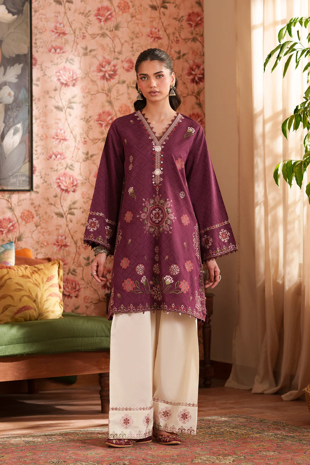 BURGUNDY | E4322/103/415 | Women Rozana 22 June 26 | Ethnc