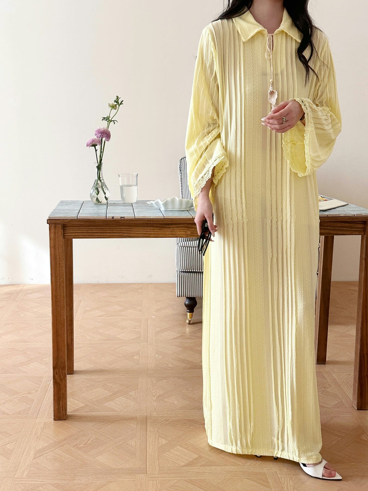 Kayla Lemon Butter Textured Dress | New Arrivals | Hassal