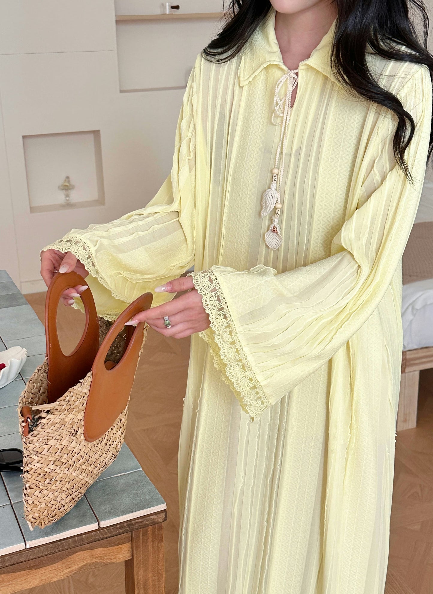 Kayla Lemon Butter Textured Dress | New Arrivals | Hassal
