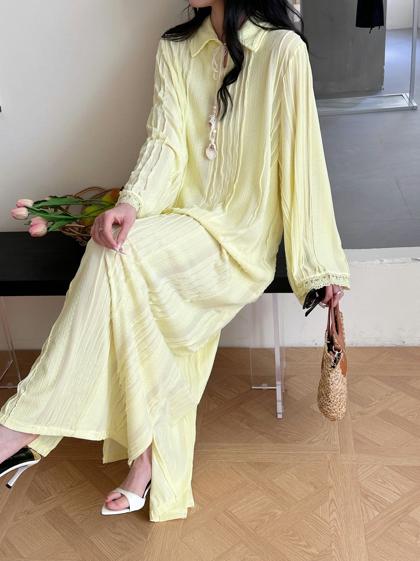 Kayla Lemon Butter Textured Dress | New Arrivals | Hassal