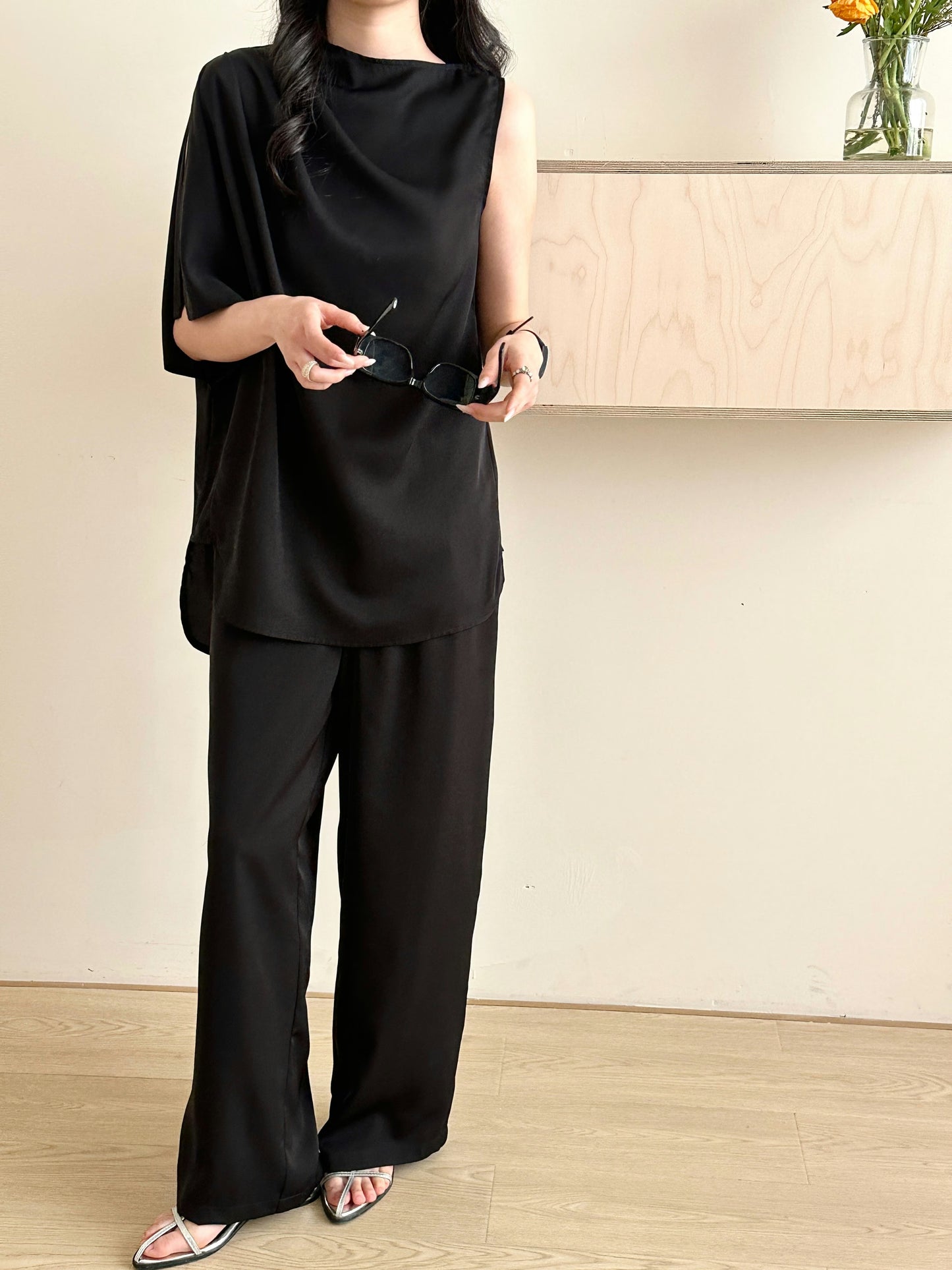 Norah Black Draped Set | New Arrivals | Hassal