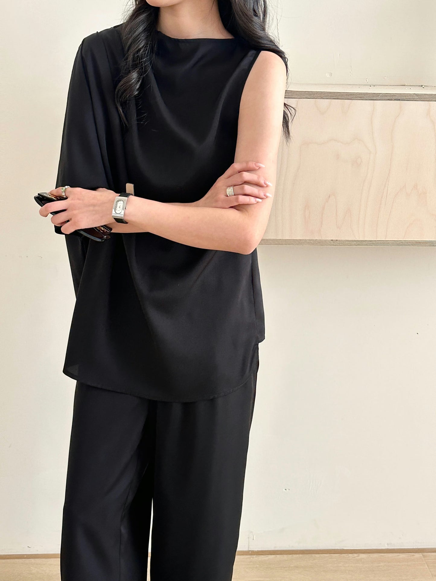 Norah Black Draped Set | New Arrivals | Hassal