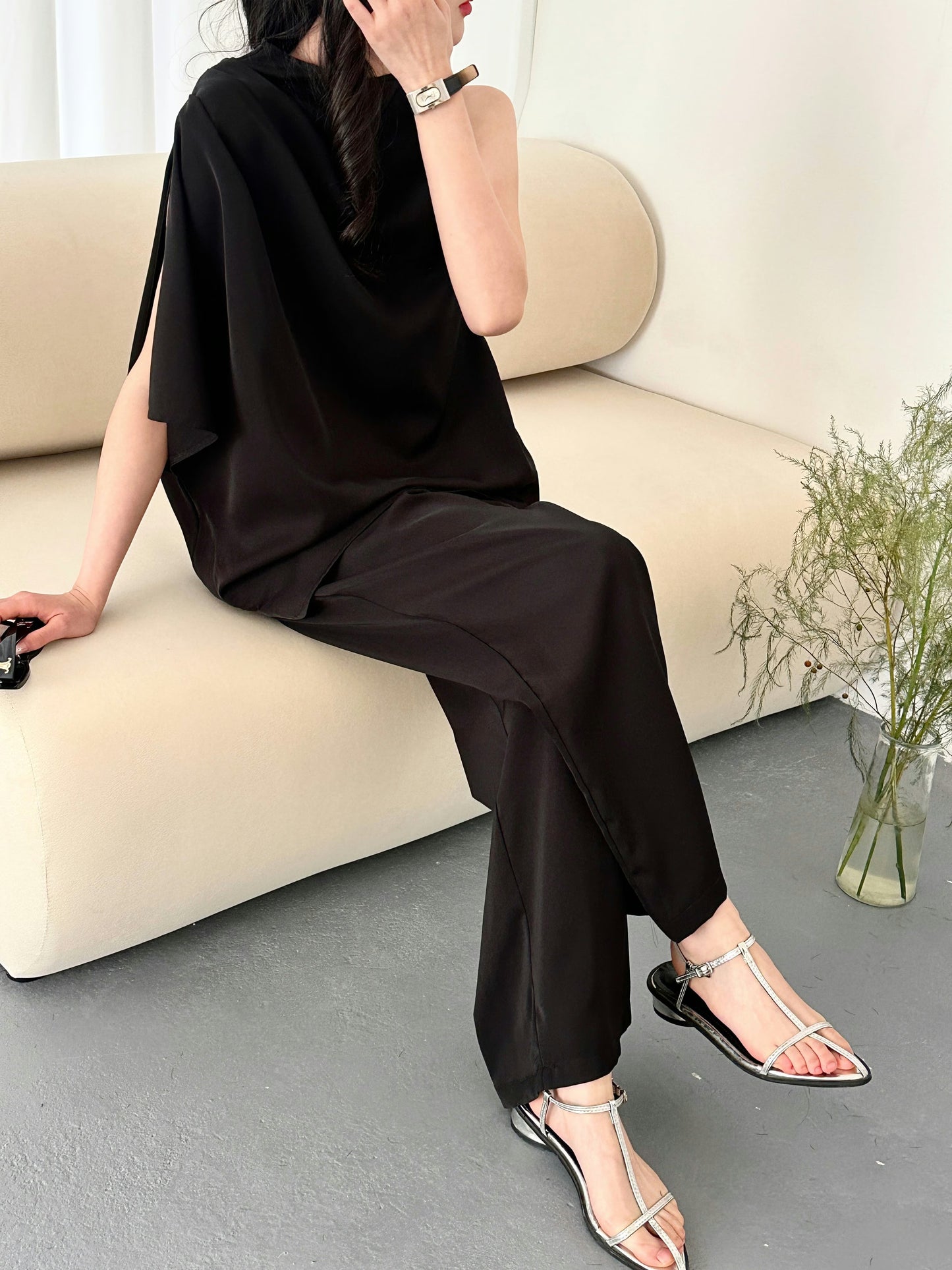 Norah Black Draped Set | New Arrivals | Hassal