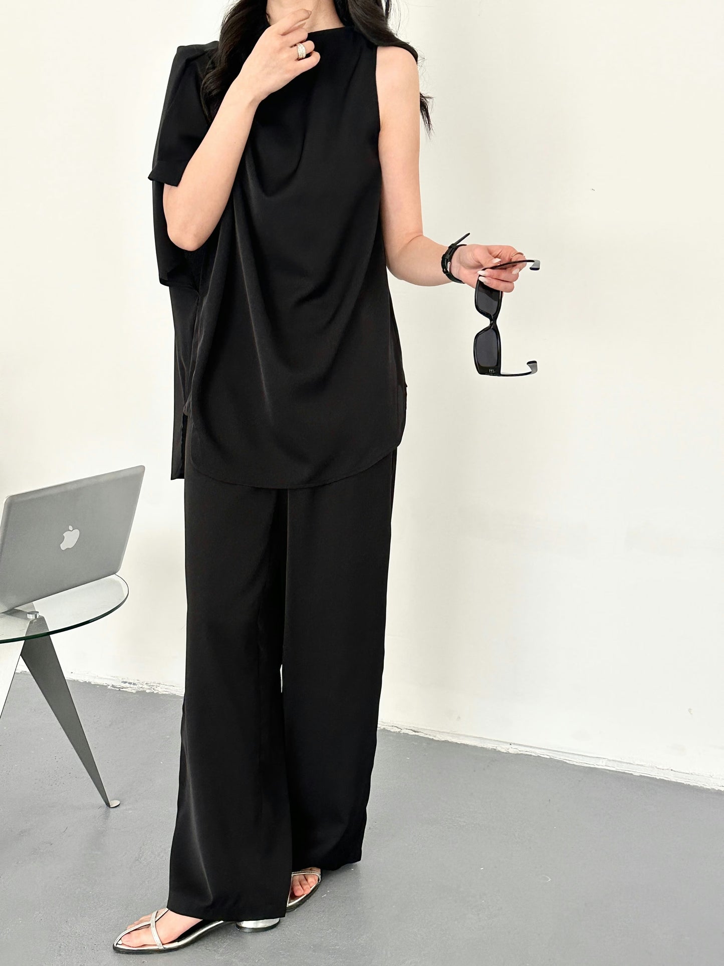Norah Black Draped Set | New Arrivals | Hassal