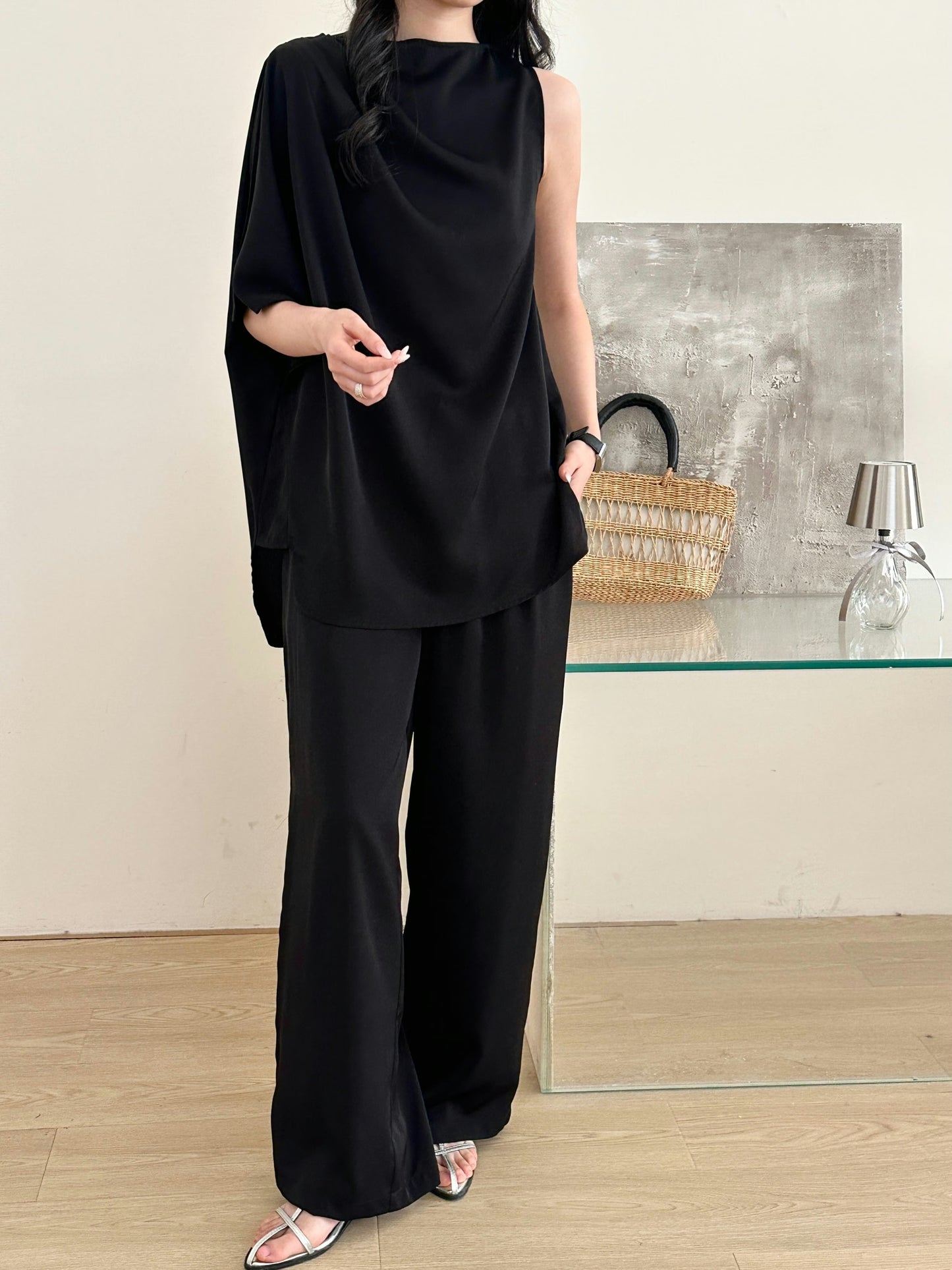 Norah Black Draped Set | New Arrivals | Hassal