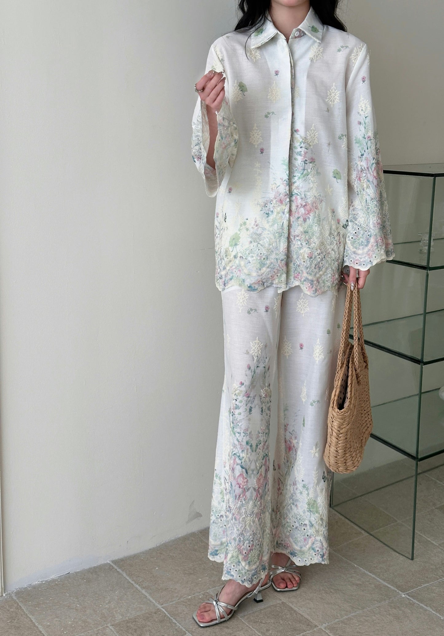 Marbella Embroidered Suit with Floral Details | New Arrivals | Hassal
