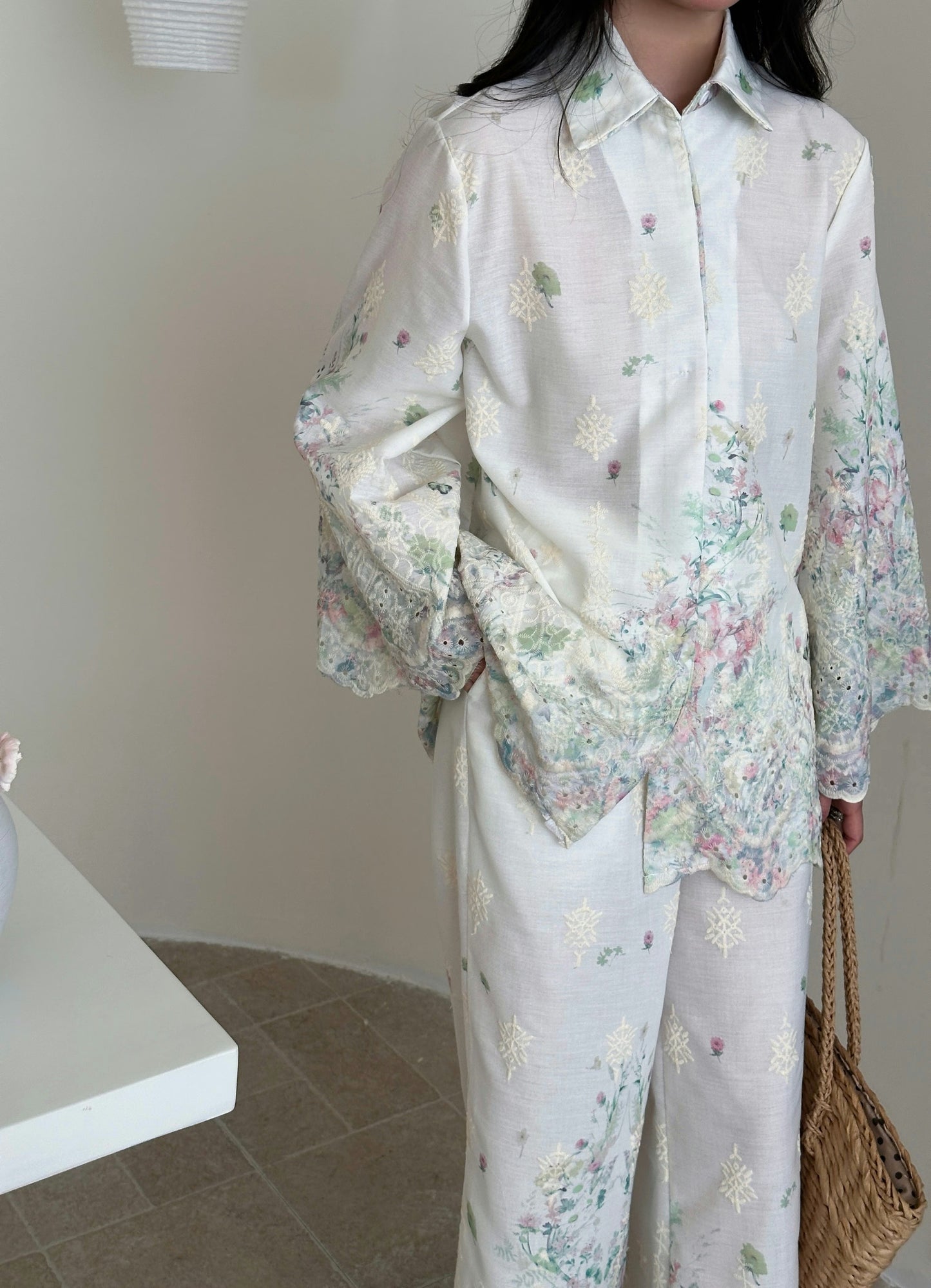 Marbella Embroidered Suit with Floral Details | New Arrivals | Hassal