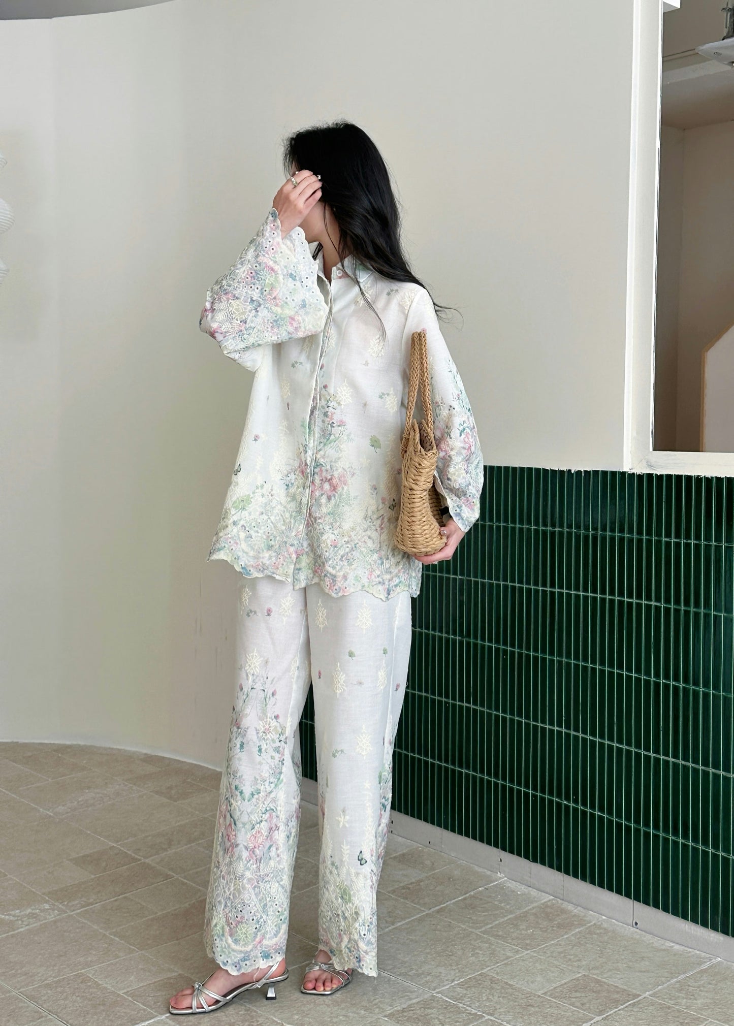 Marbella Embroidered Suit with Floral Details | New Arrivals | Hassal