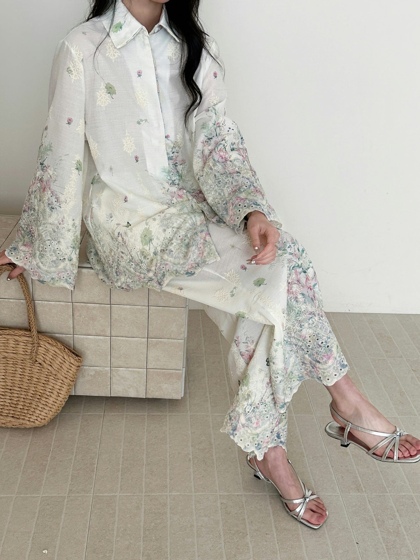Marbella Embroidered Suit with Floral Details | New Arrivals | Hassal