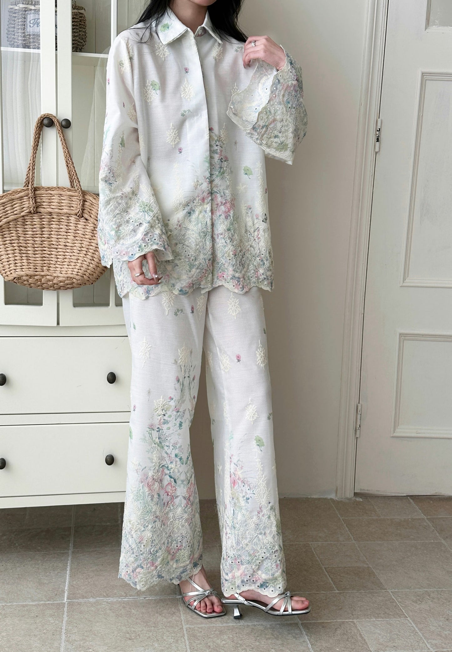 Marbella Embroidered Suit with Floral Details | New Arrivals | Hassal