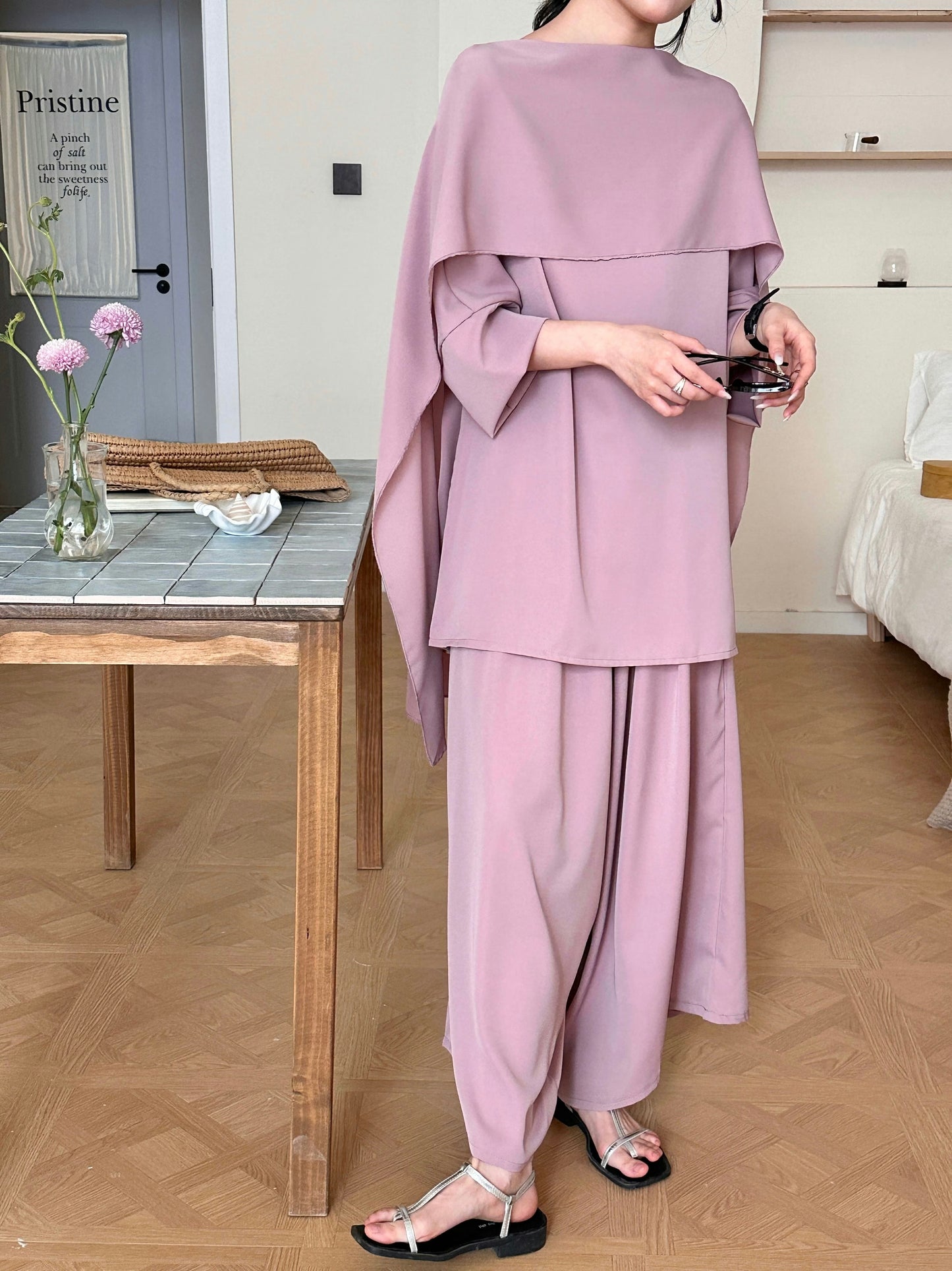 Zayna Draped Suit Blossom Pink | New Arrivals | Hassal
