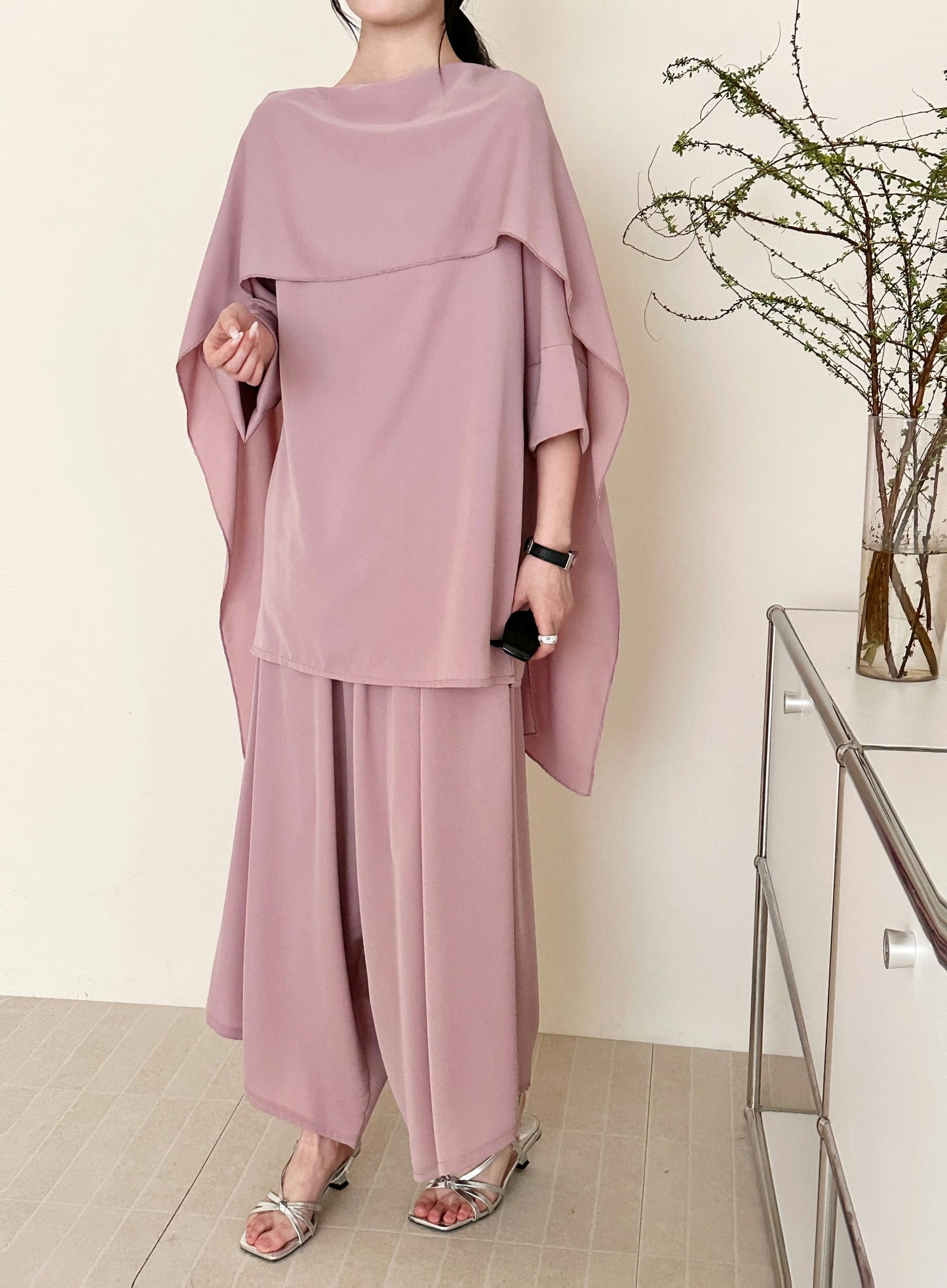 Zayna Draped Suit Blossom Pink | New Arrivals | Hassal