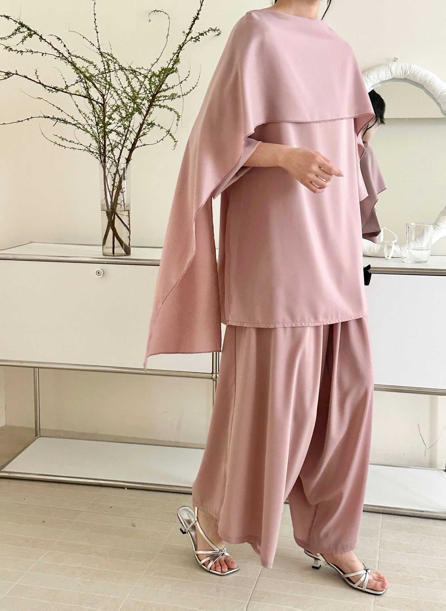 Zayna Draped Suit Blossom Pink | New Arrivals | Hassal