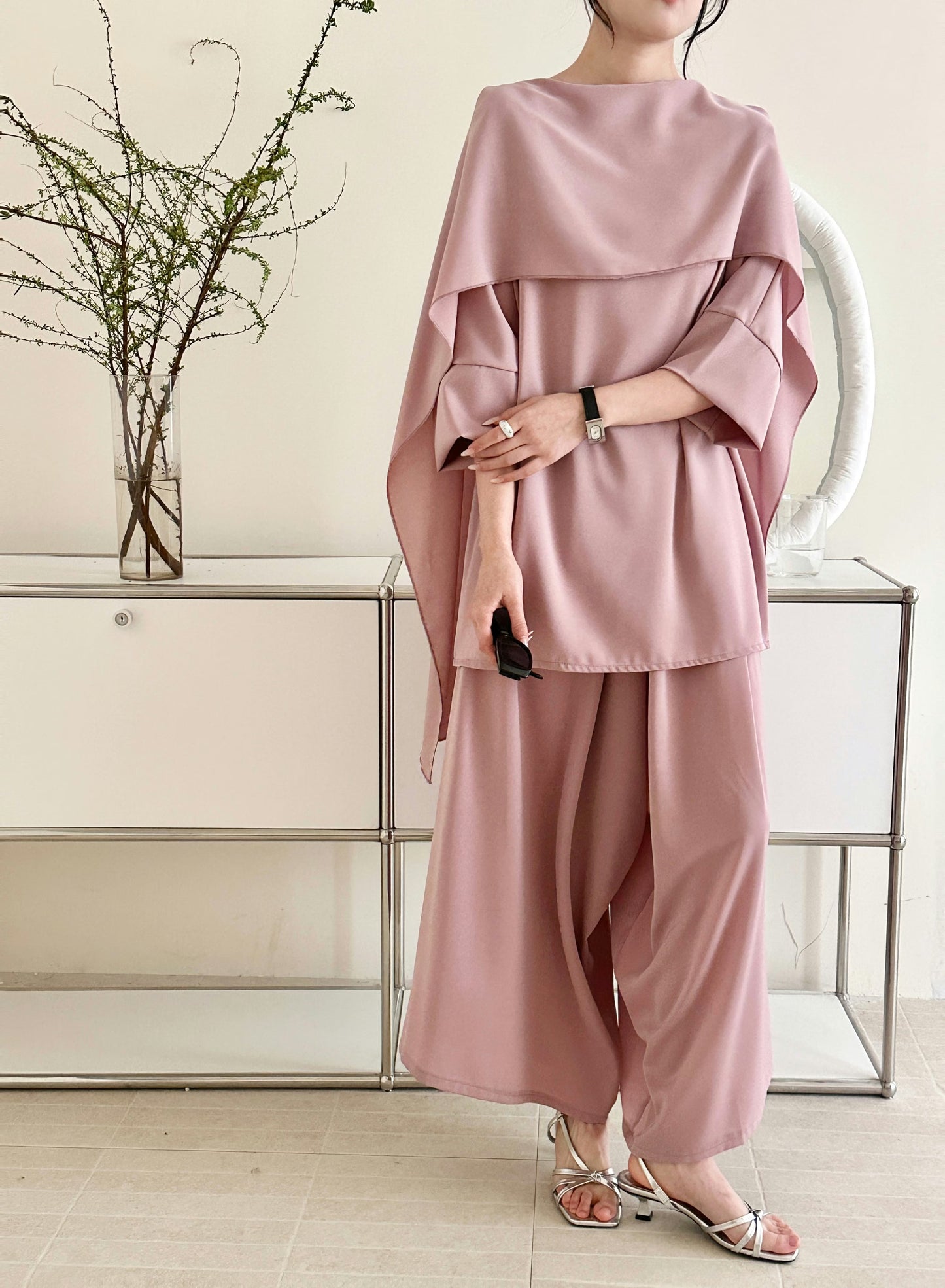 Zayna Draped Suit Blossom Pink | New Arrivals | Hassal