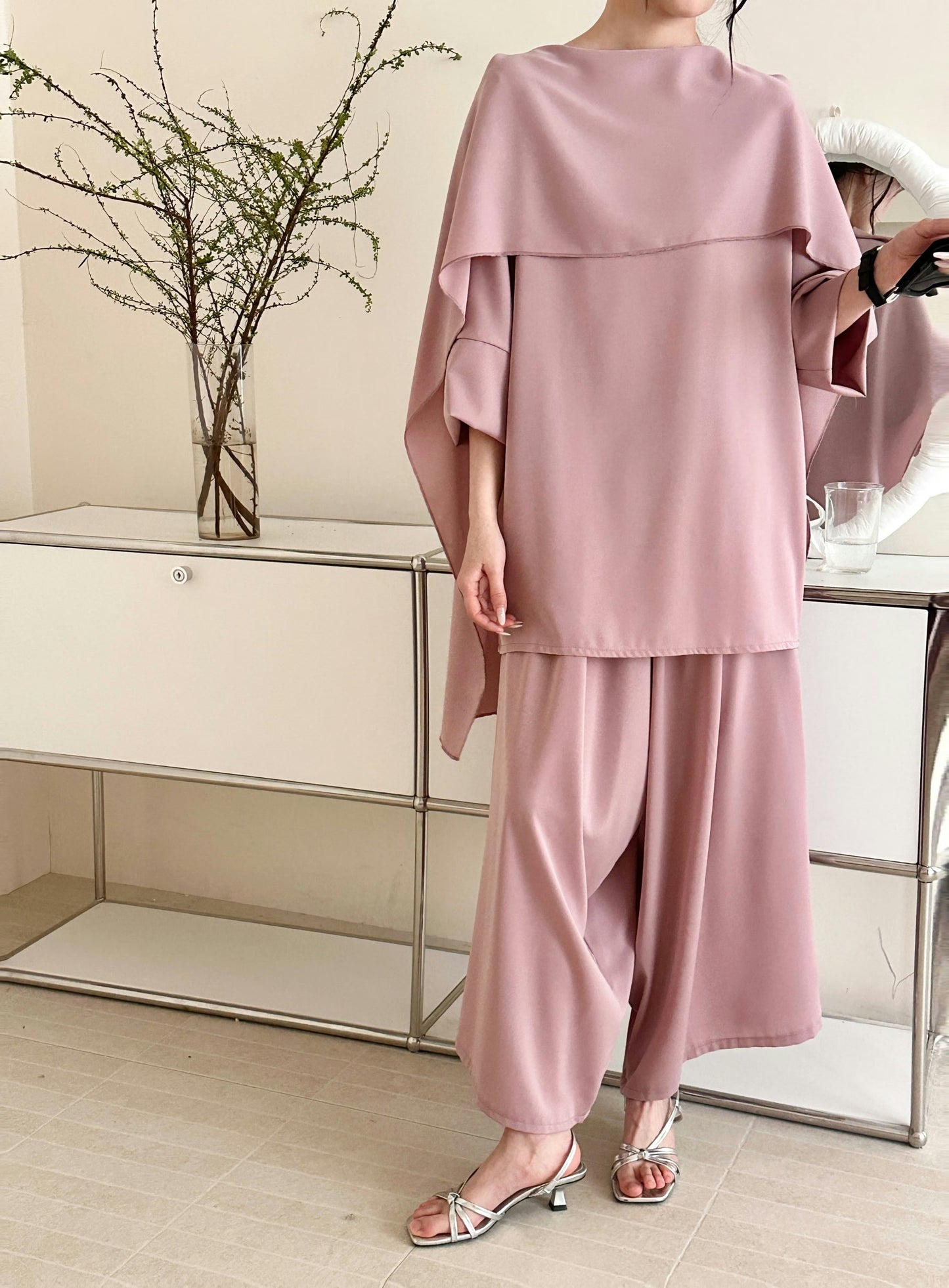 Zayna Draped Suit Blossom Pink | New Arrivals | Hassal