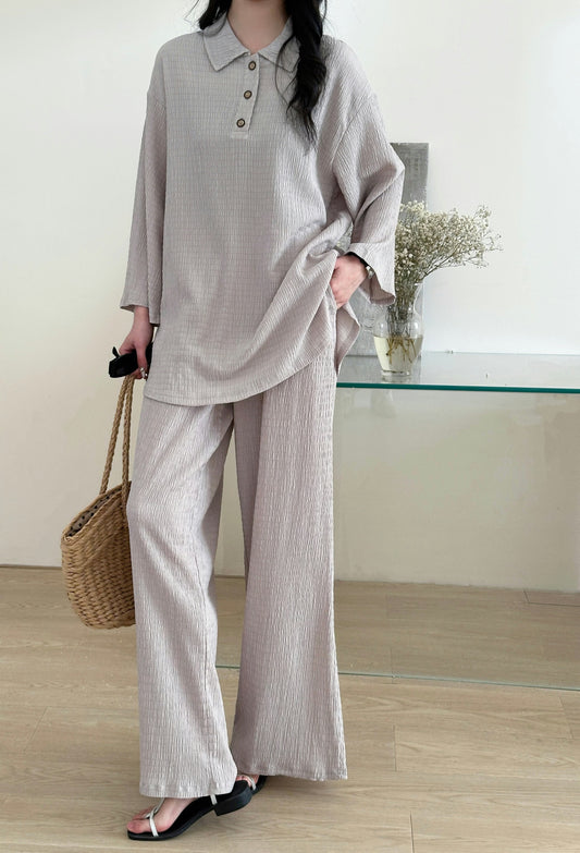 Gigi Textured Summer Co ord Gray | New Arrivals | Hassal