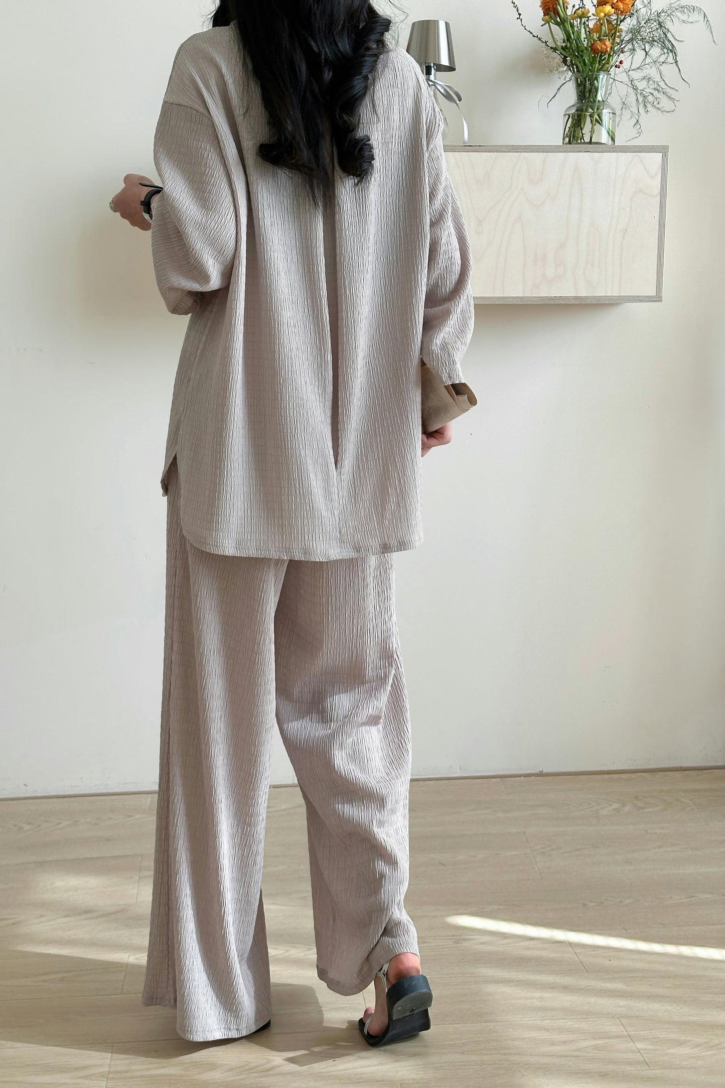 Gigi Textured Summer Co ord Gray | New Arrivals | Hassal
