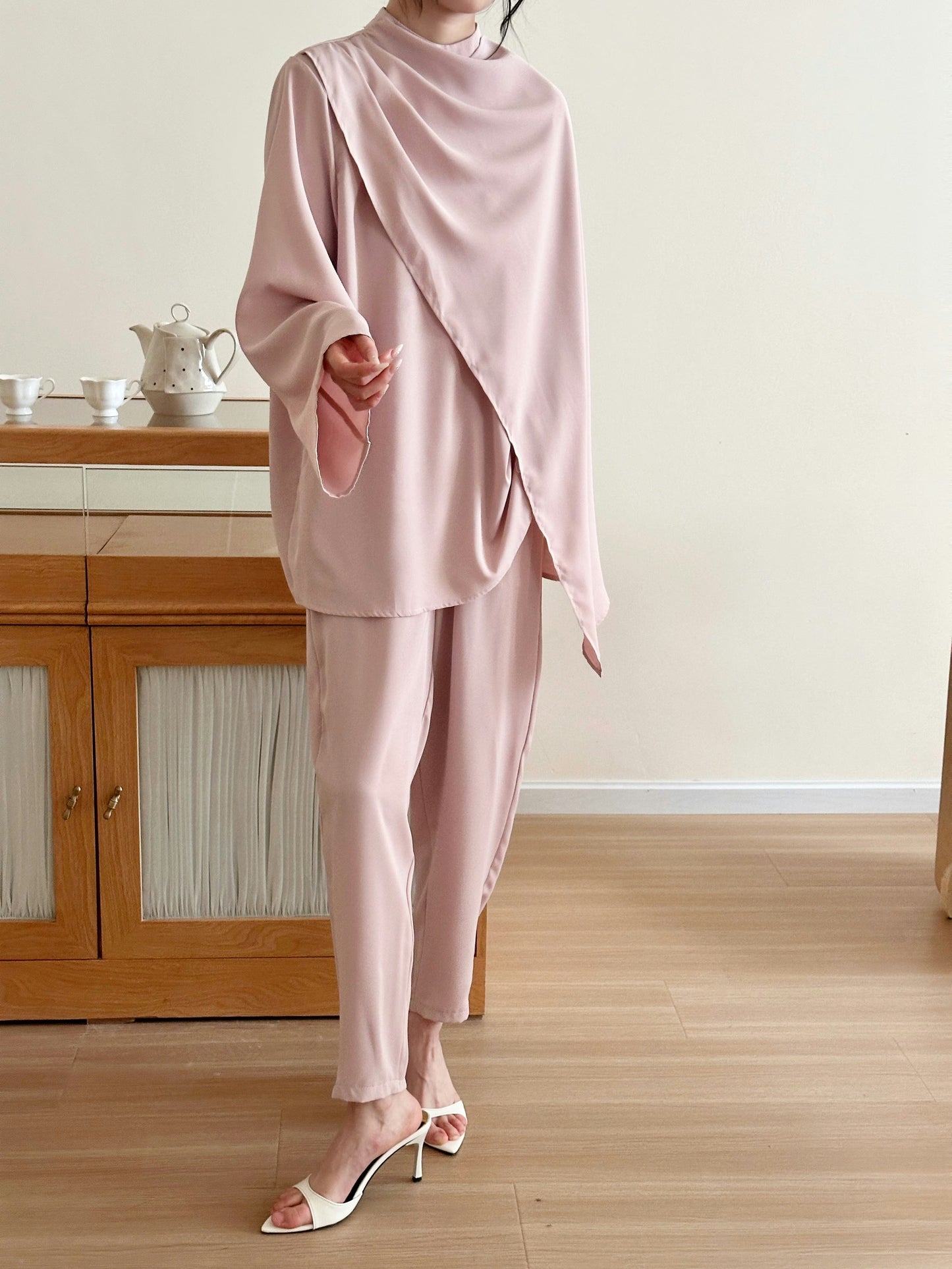 Myra Draped Scarf Set Raspberry | New Arrivals | Hassal