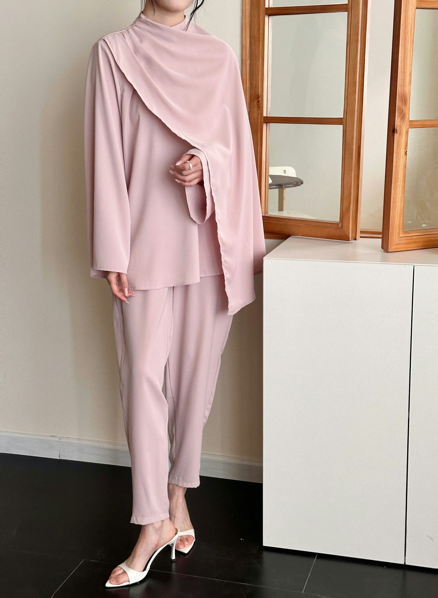 Myra Draped Scarf Set Raspberry | New Arrivals | Hassal