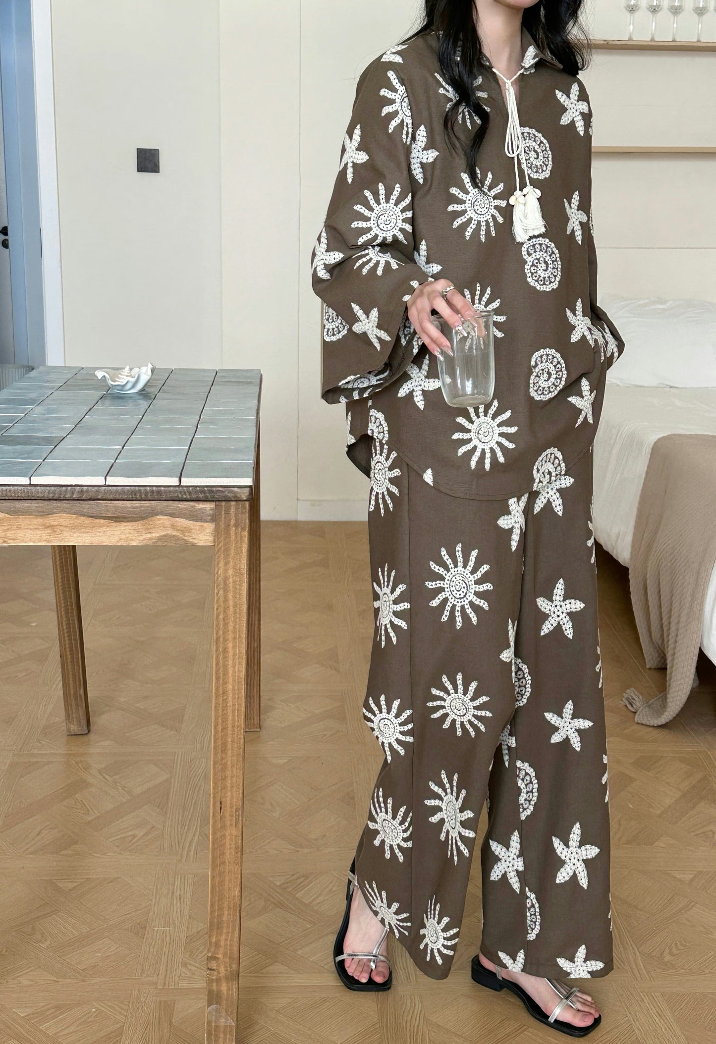 Canggu Embroidered Sun Suit Brown | New Arrivals | Hassal