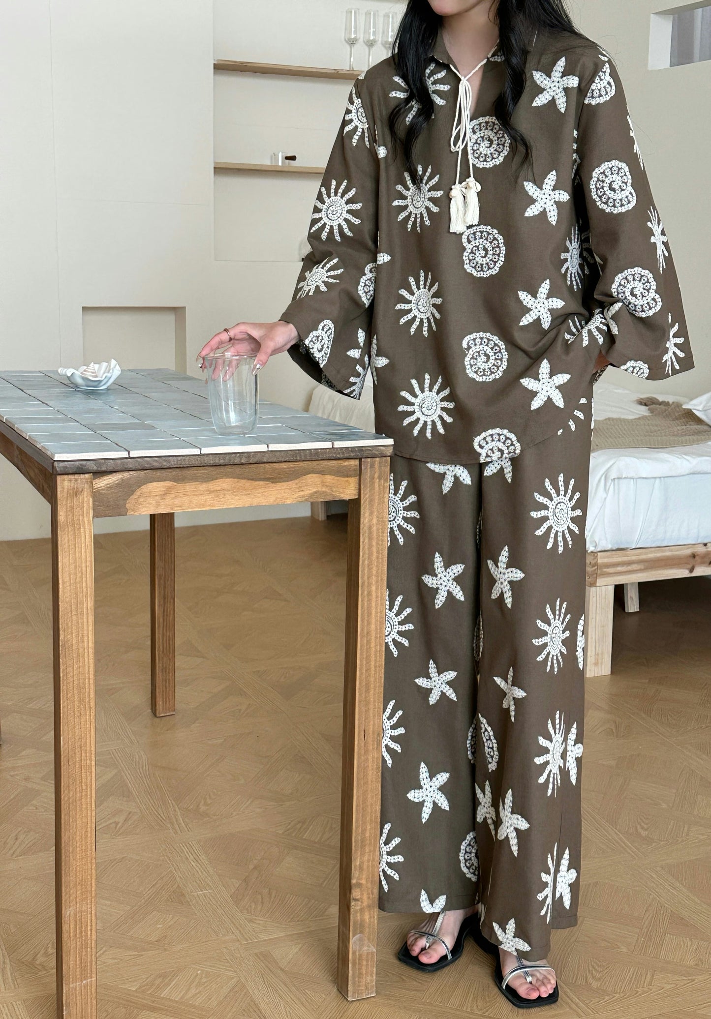 Canggu Embroidered Sun Suit Brown | New Arrivals | Hassal