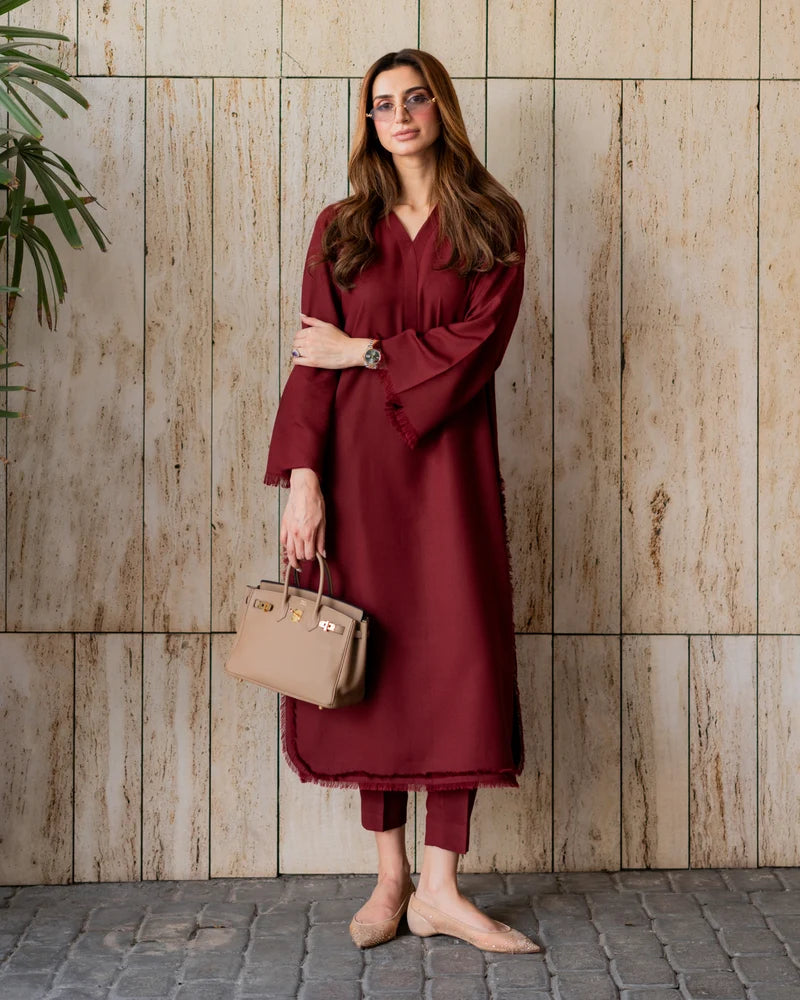 Bordeaux Karandi Fringe Set | New Arrivals | LIRA