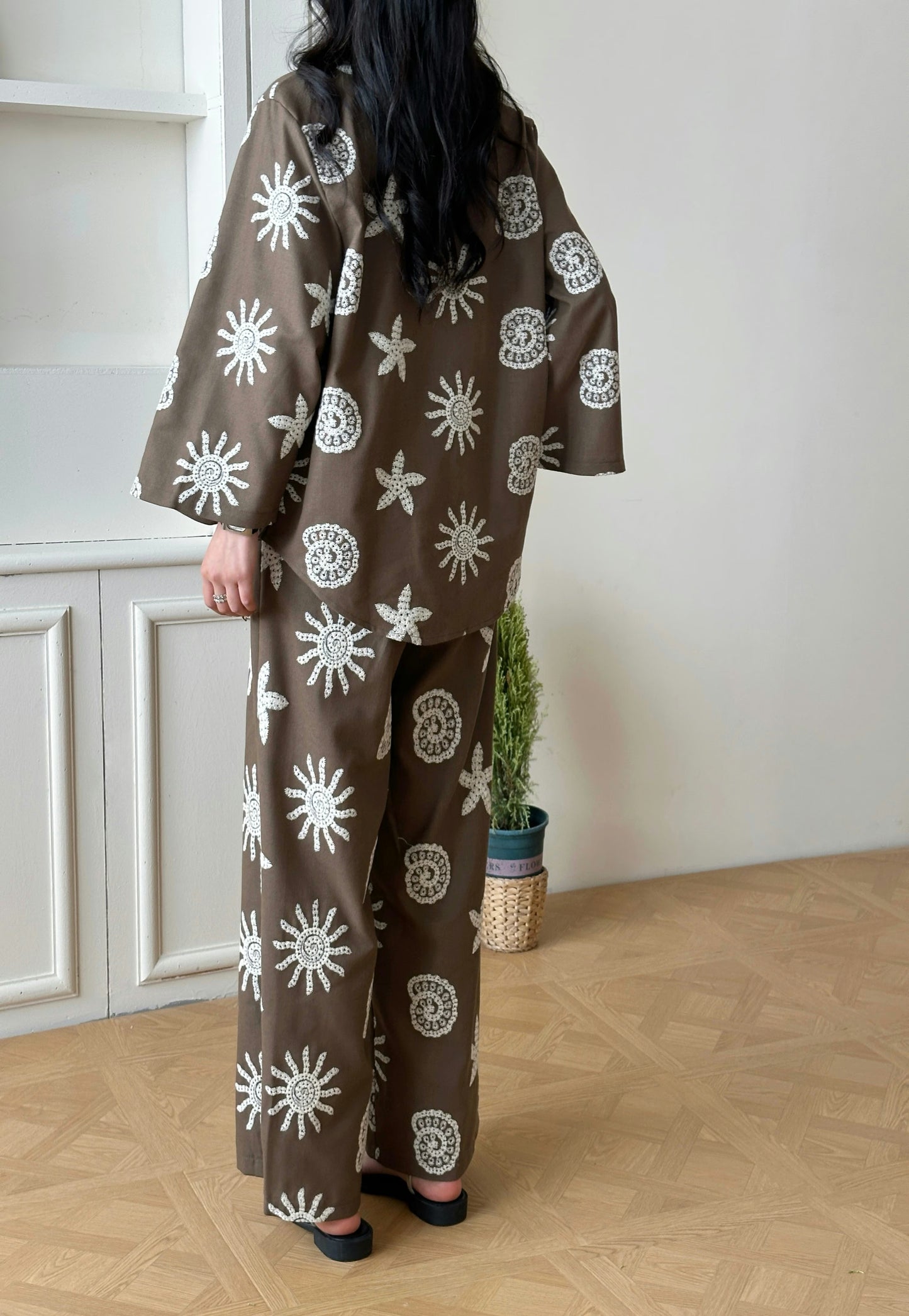 Canggu Embroidered Sun Suit Brown | New Arrivals | Hassal