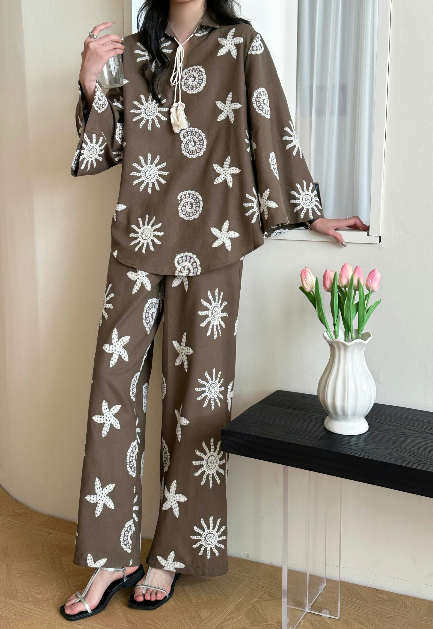 Canggu Embroidered Sun Suit Brown | New Arrivals | Hassal