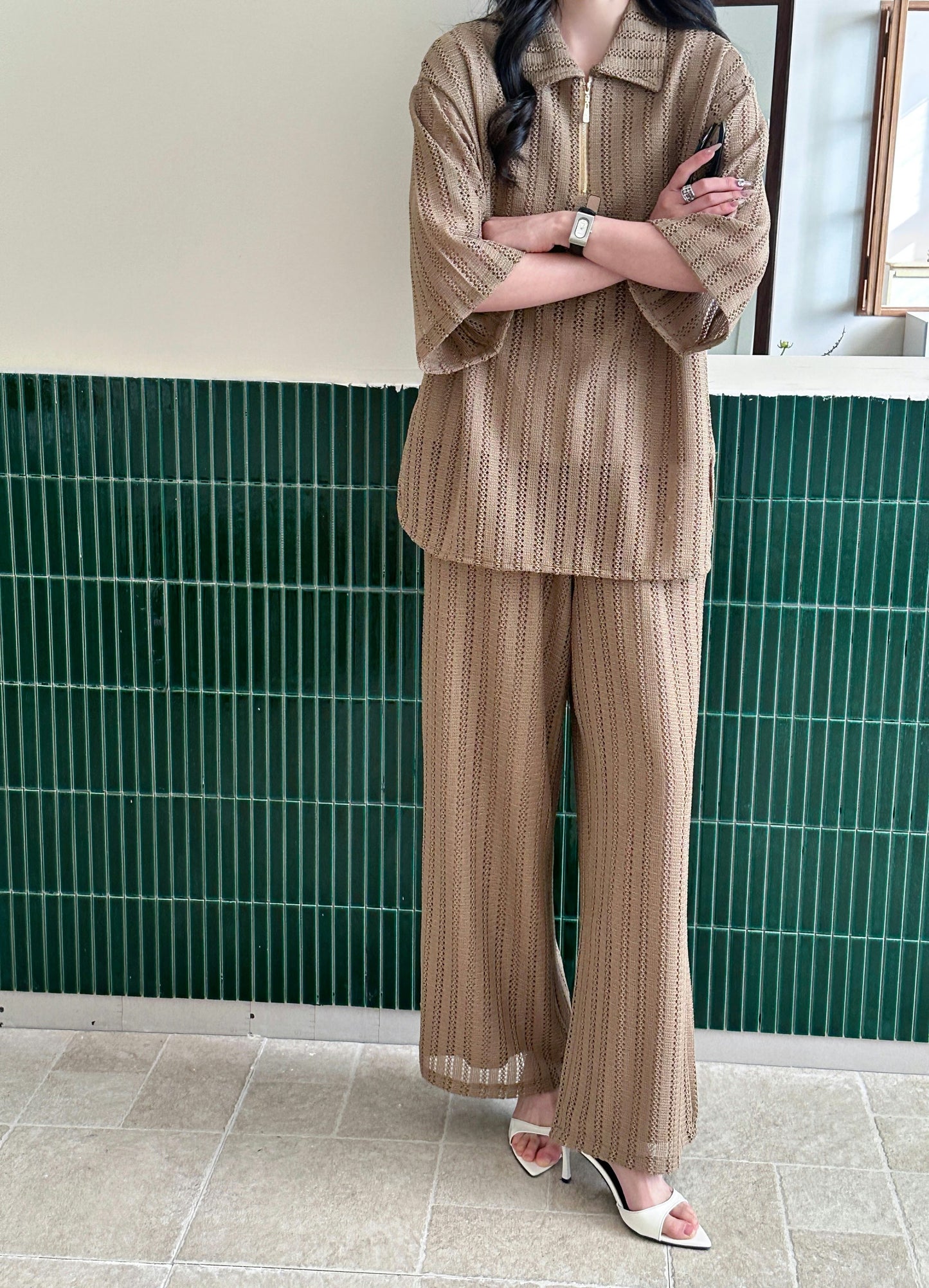 Samui Crochet Suit with Lining Mocha | New Arrivals | Hassal